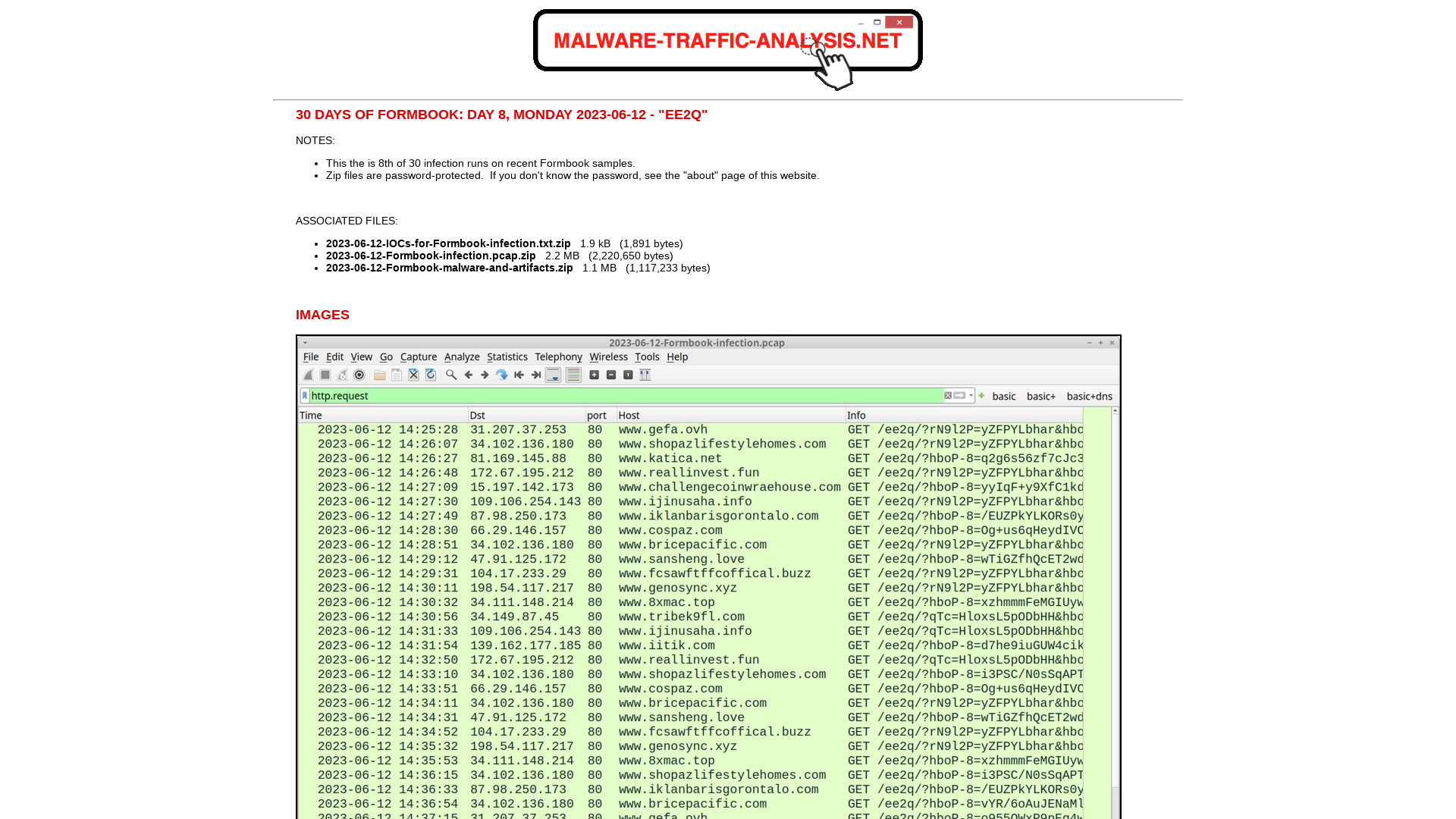 Malware-Traffic-Analysis.net - 30 days of Formbook: Day 8, Monday 2023-06-12 - "ee2q"