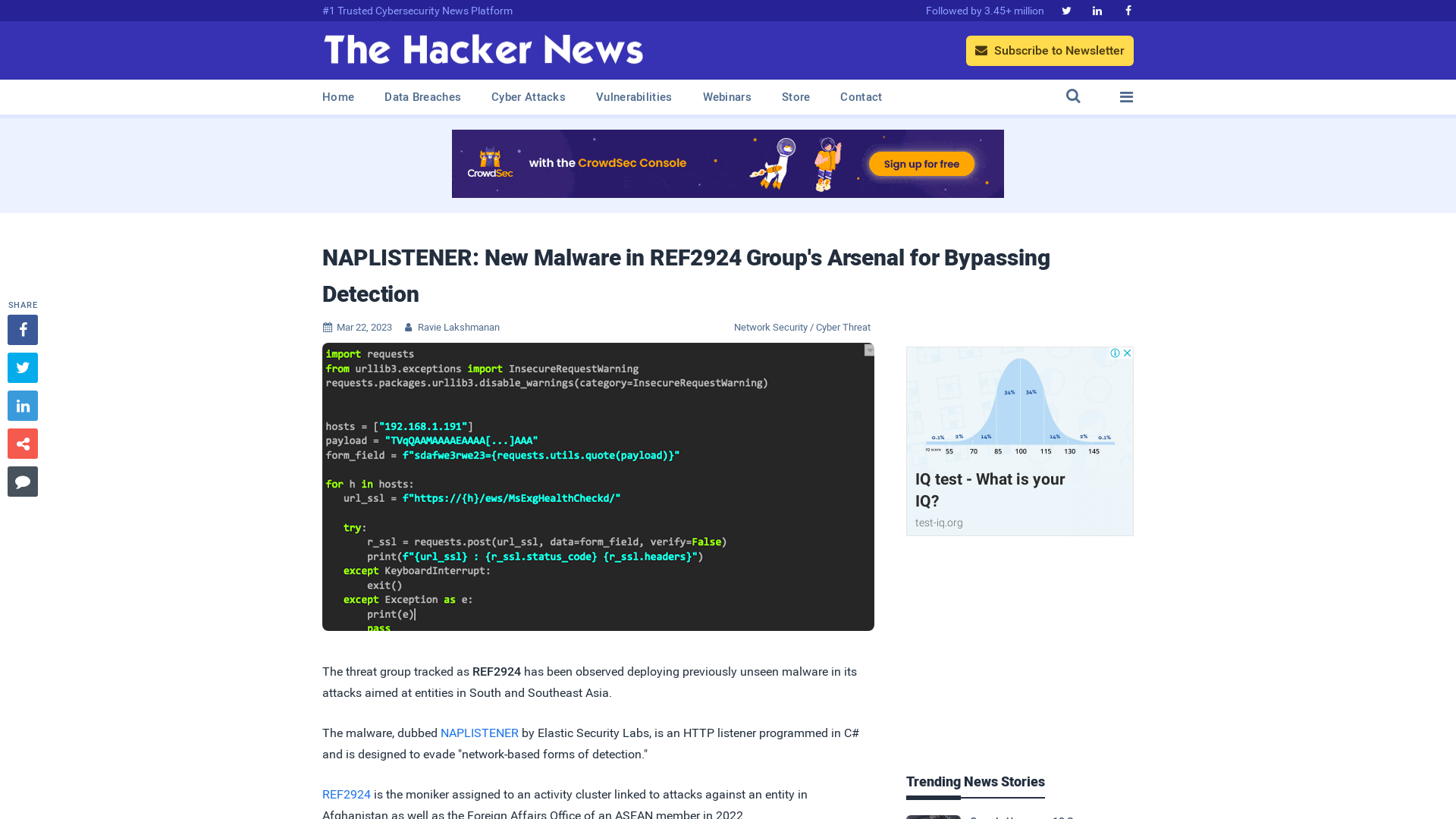 NAPLISTENER: New Malware in REF2924 Group's Arsenal for Bypassing Detection