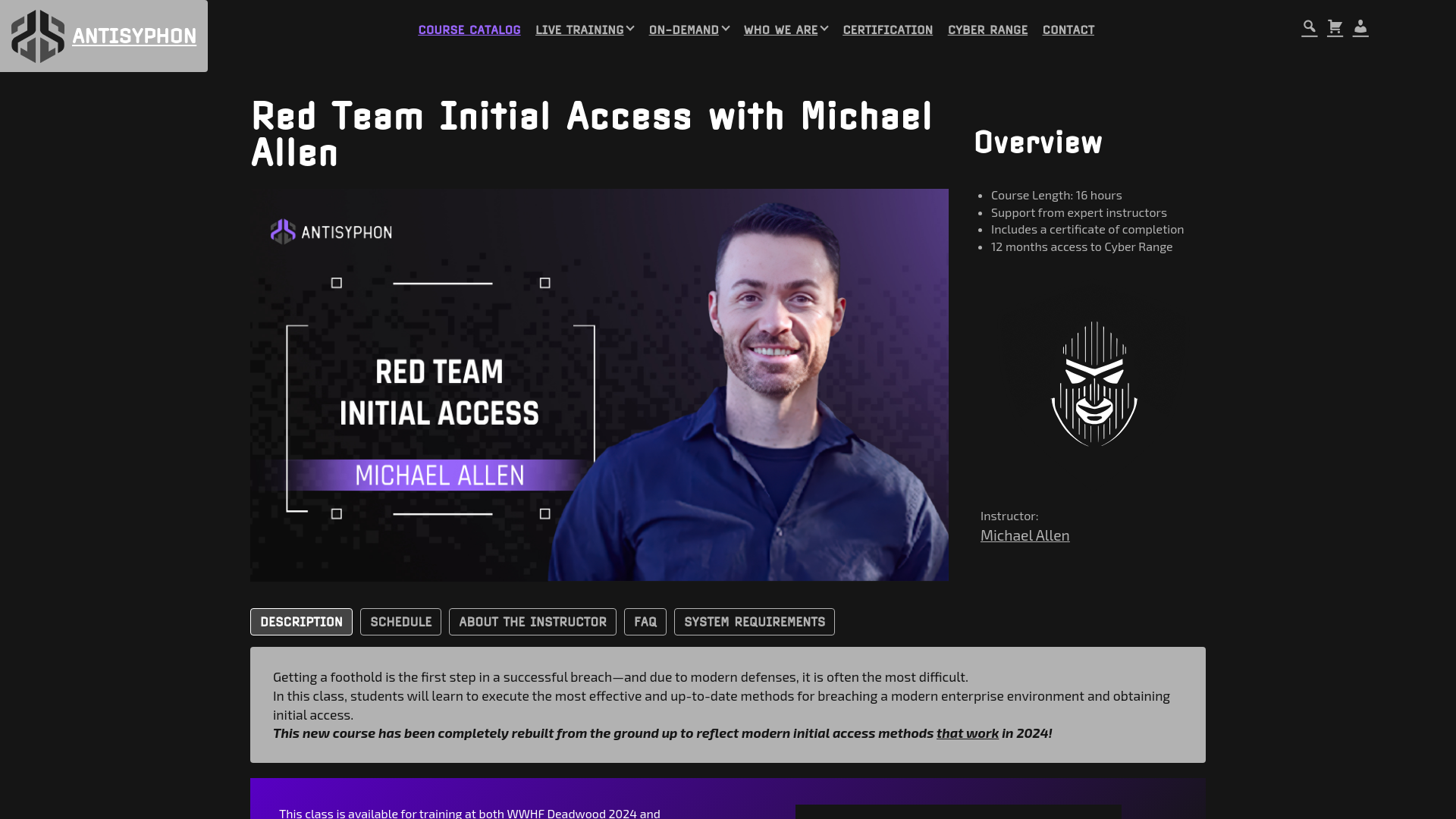 Red Team Initial Access with Michael Allen - Antisyphon Training