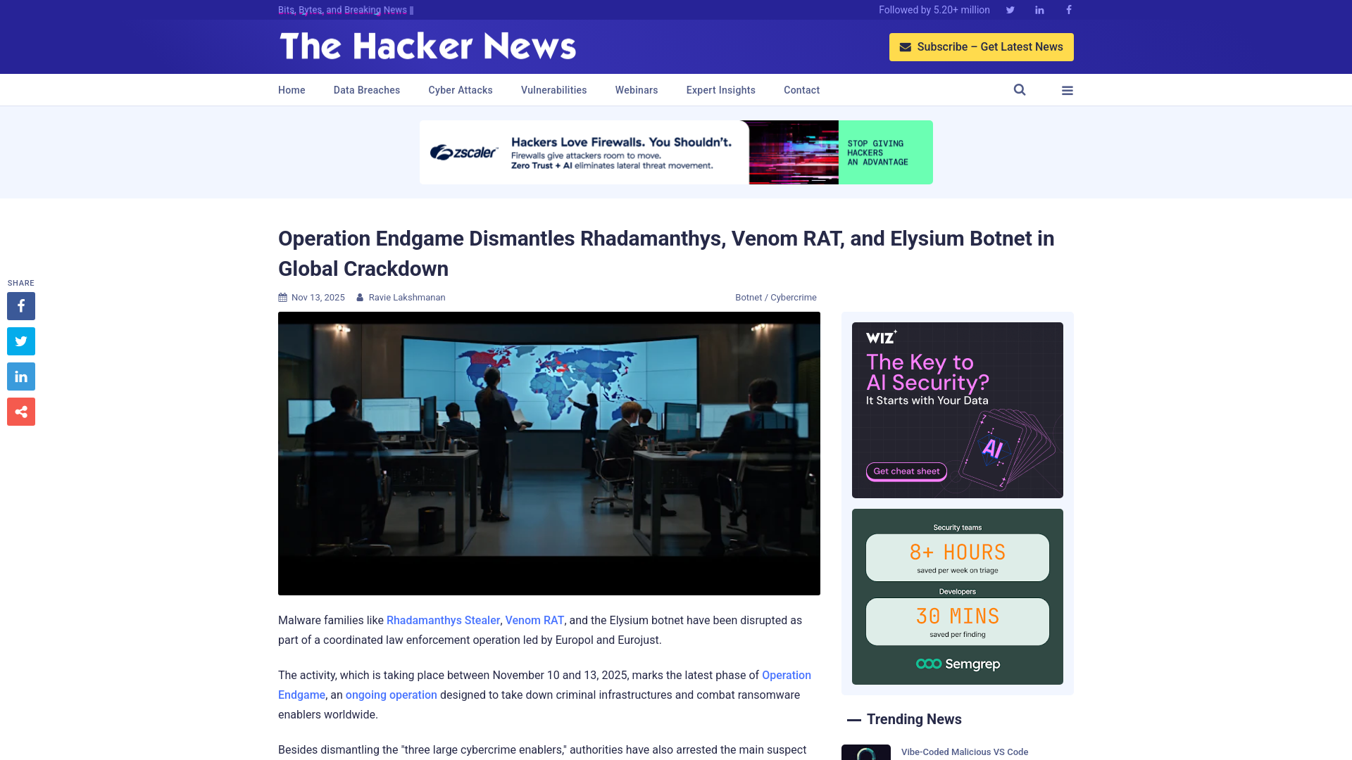 Operation Endgame Dismantles Rhadamanthys, Venom RAT, and Elysium Botnet in Global Crackdown