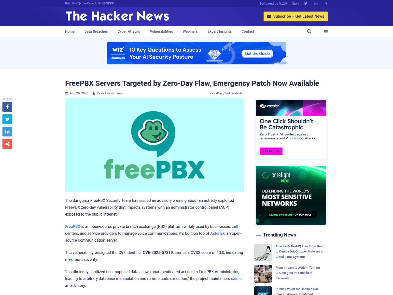 FreePBX Servers Targeted by Zero-Day Flaw, Emergency Patch Now Available