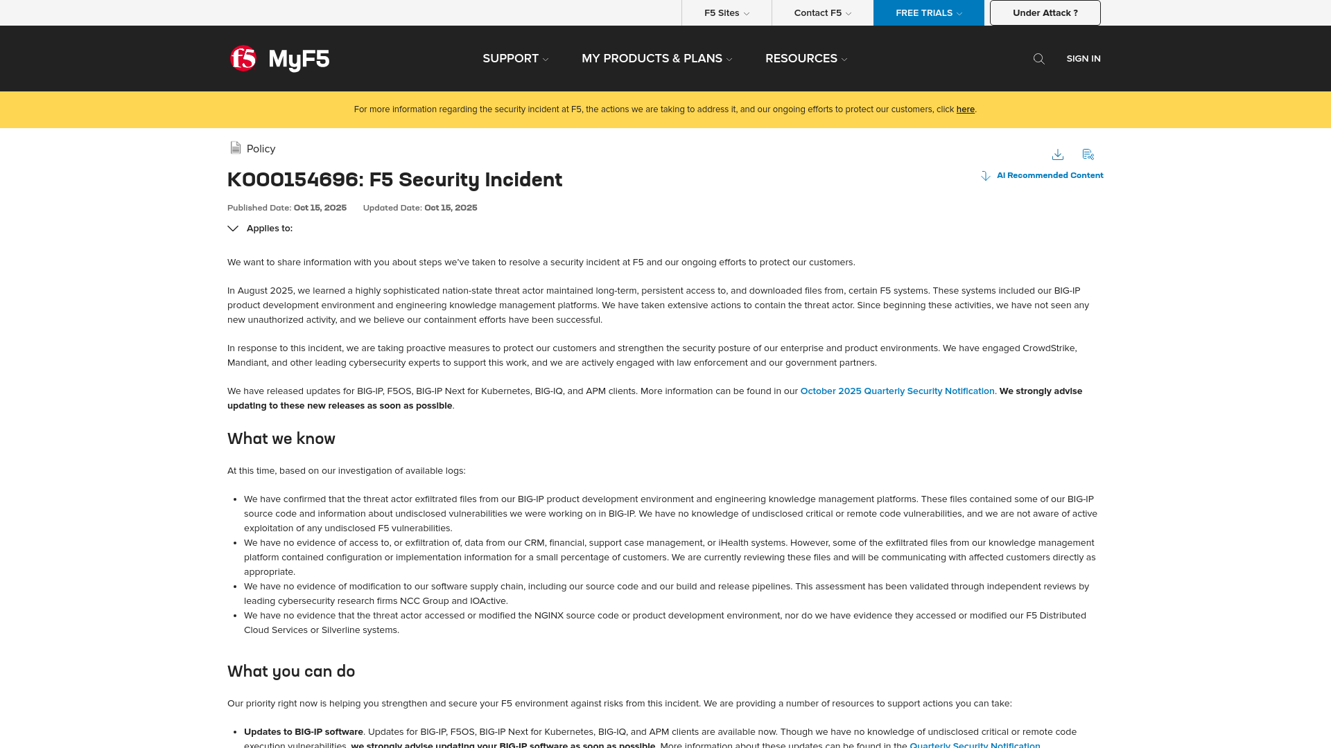 F5 Security Incident