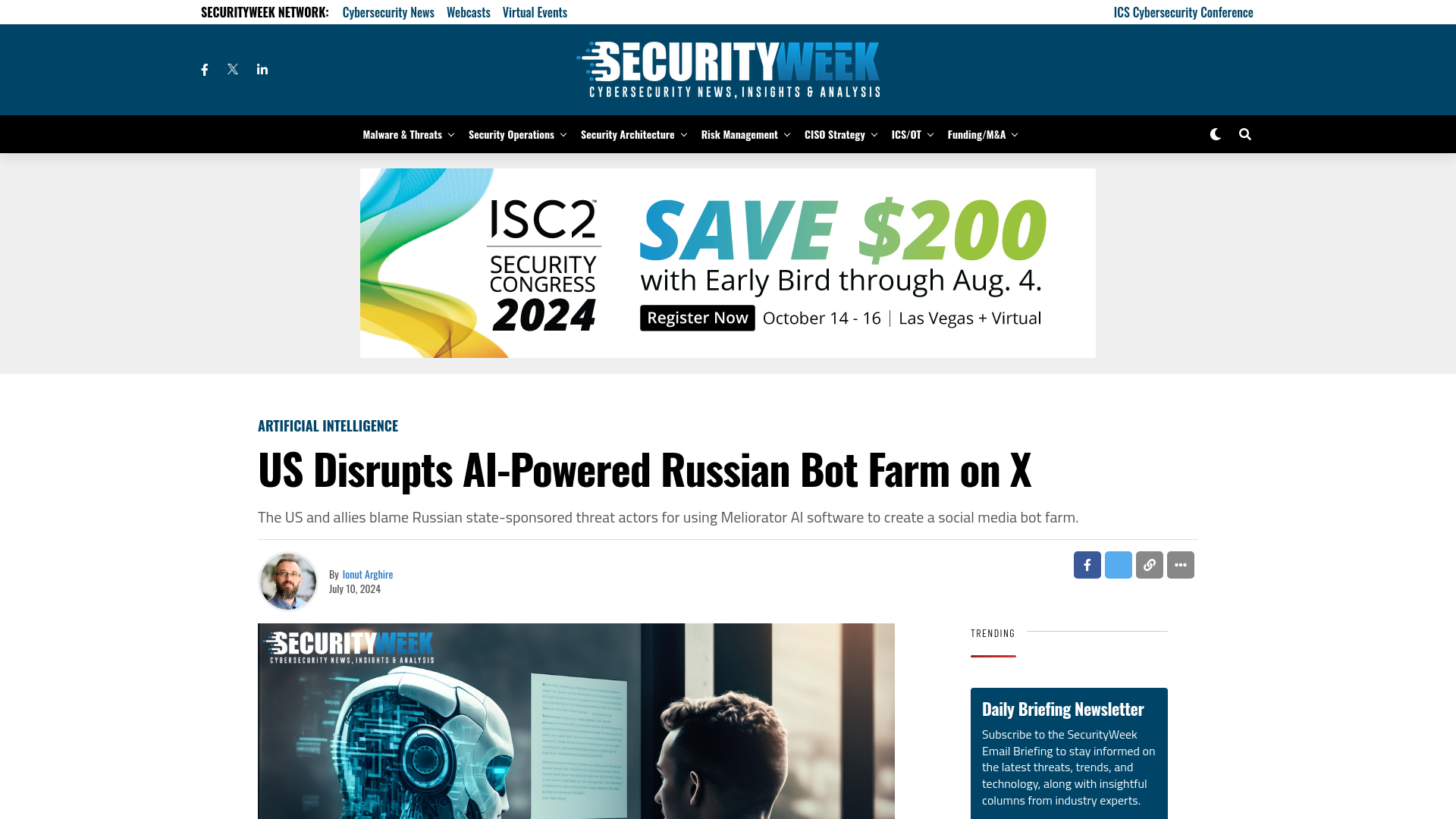 US Disrupts AI-Powered Russian Bot Farm on X - SecurityWeek