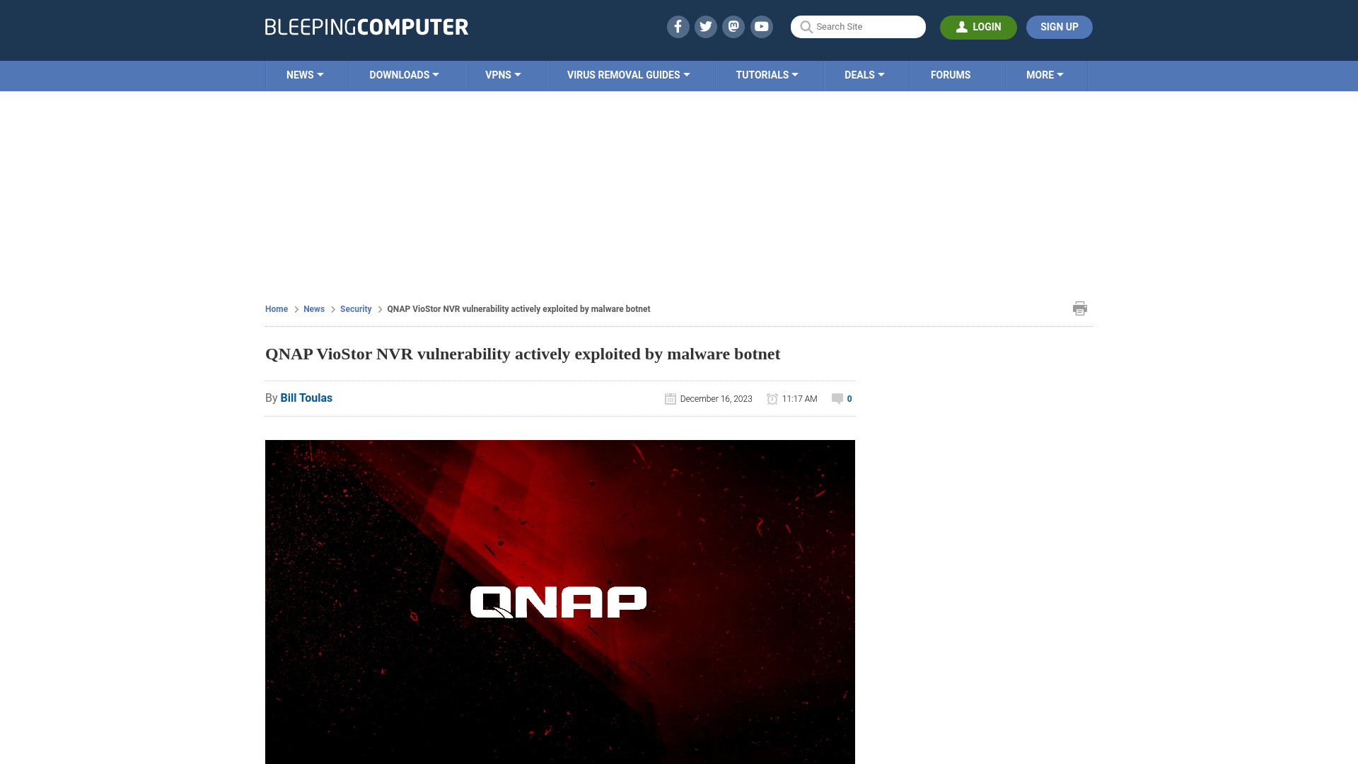 QNAP VioStor NVR vulnerability actively exploited by malware botnet