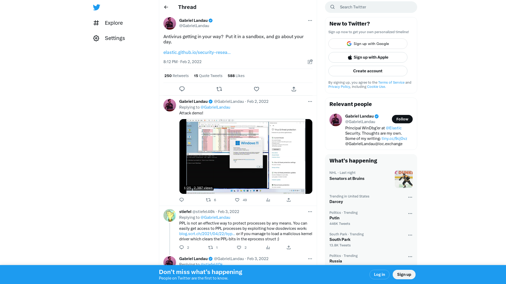 Gabriel Landau on Twitter: "Antivirus getting in your way? Put it in a sandbox, and go about your day. https://t.co/H3xLIJYMuJ" / Twitter