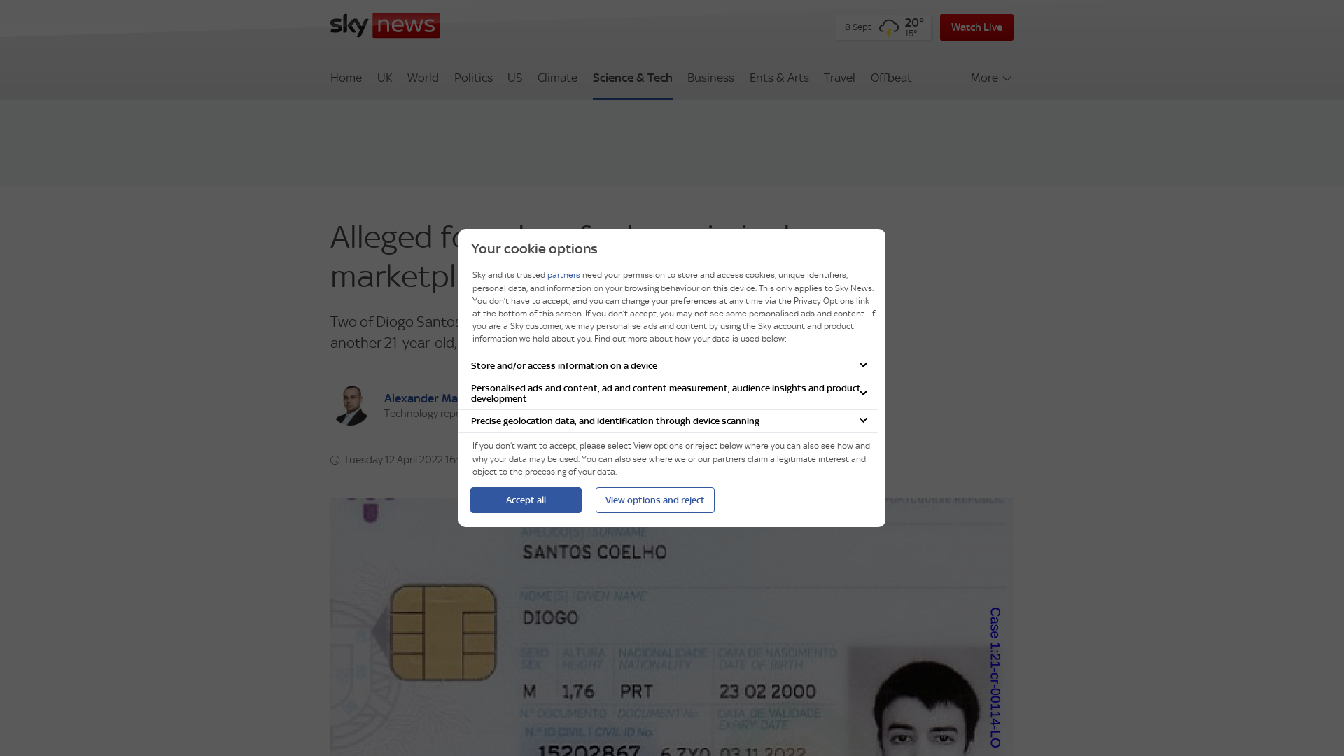 Alleged founder of cyber criminal marketplace, 21, arrested in UK | Science & Tech News | Sky News