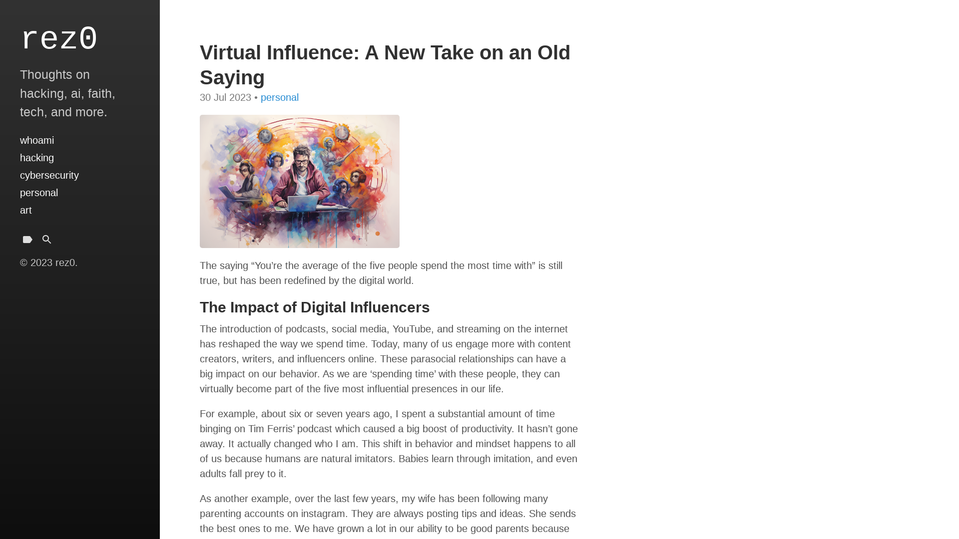 Virtual Influence: A New Take on an Old Saying · rez0