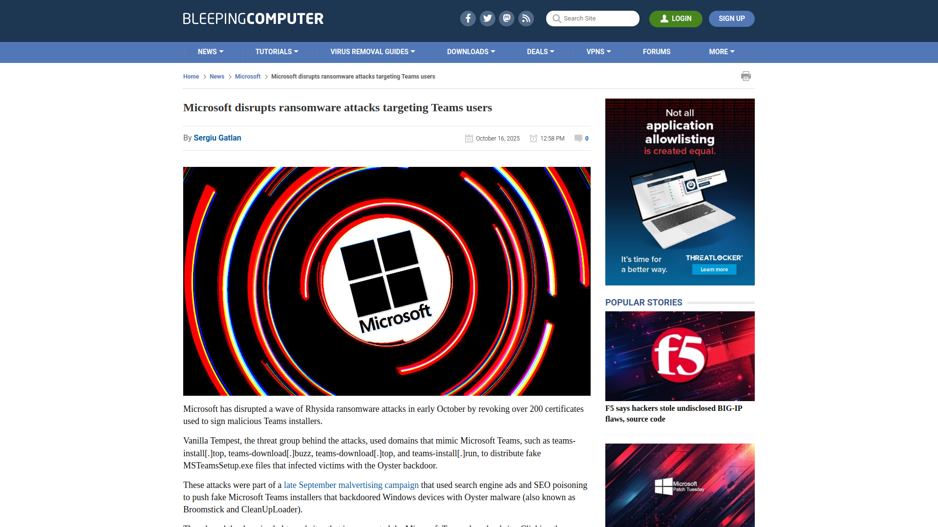 Microsoft disrupts ransomware attacks targeting Teams users