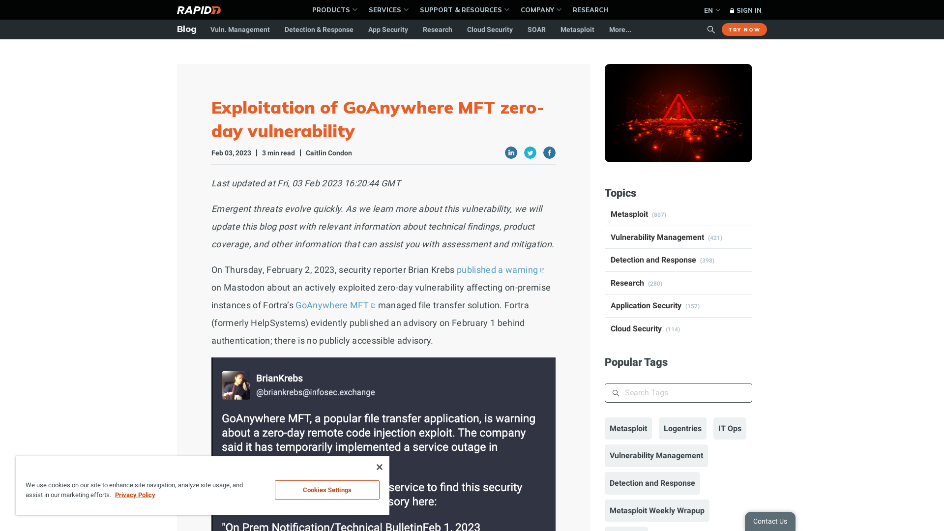 Exploitation of GoAnywhere MFT zero-day vulnerability | Rapid7 Blog