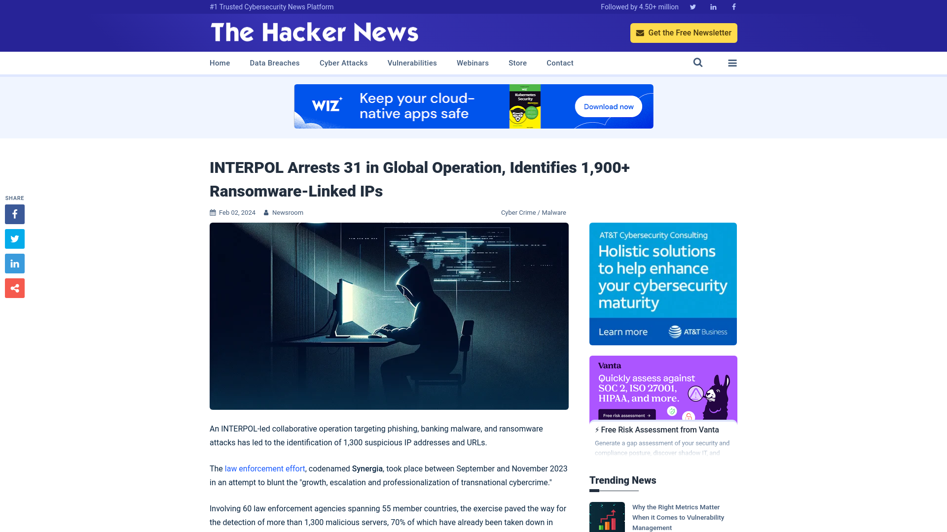 INTERPOL Arrests 31 in Global Operation, Identifies 1,900+ Ransomware-Linked IPs