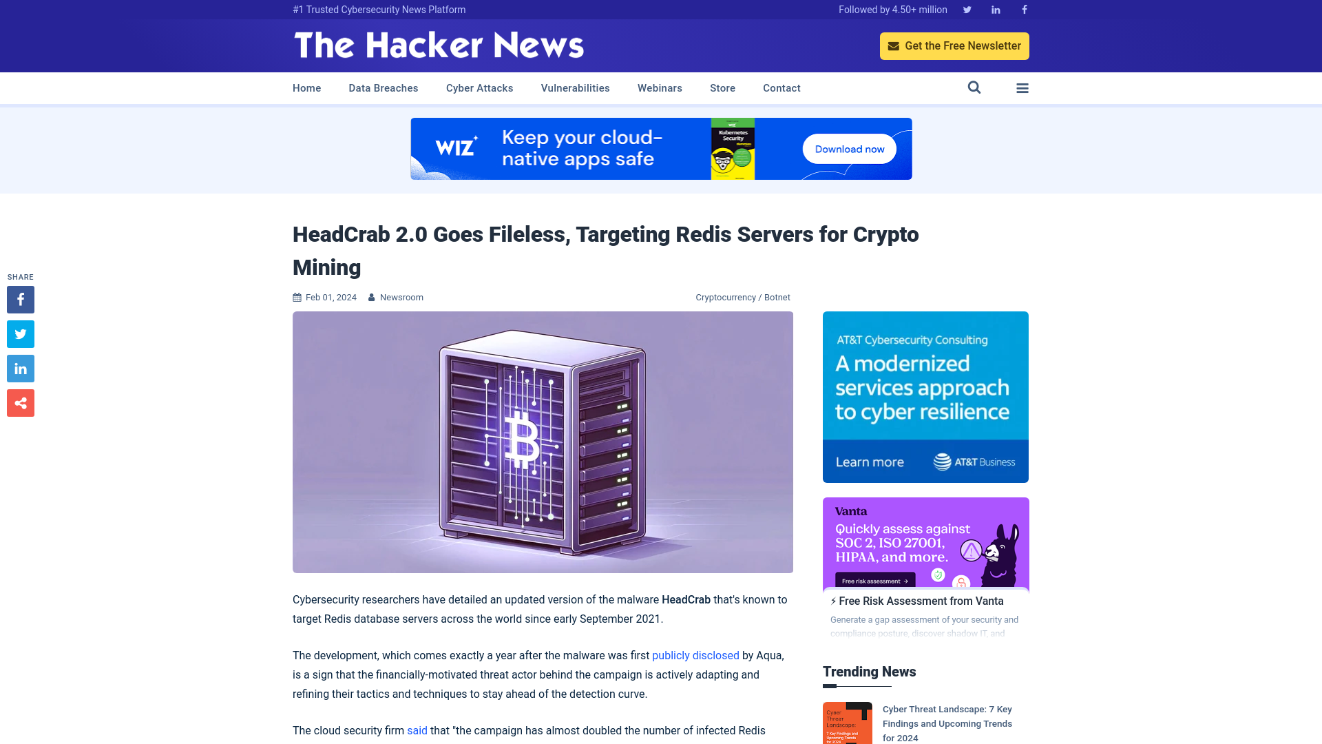 HeadCrab 2.0 Goes Fileless, Targeting Redis Servers for Crypto Mining