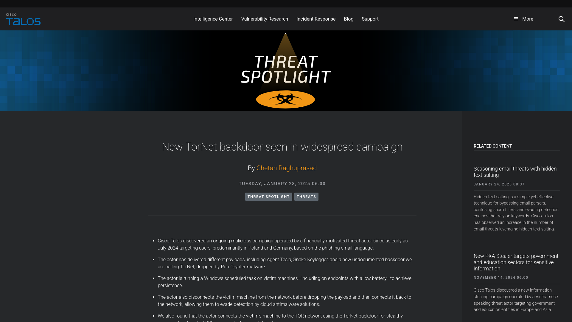 New TorNet backdoor seen in widespread campaign