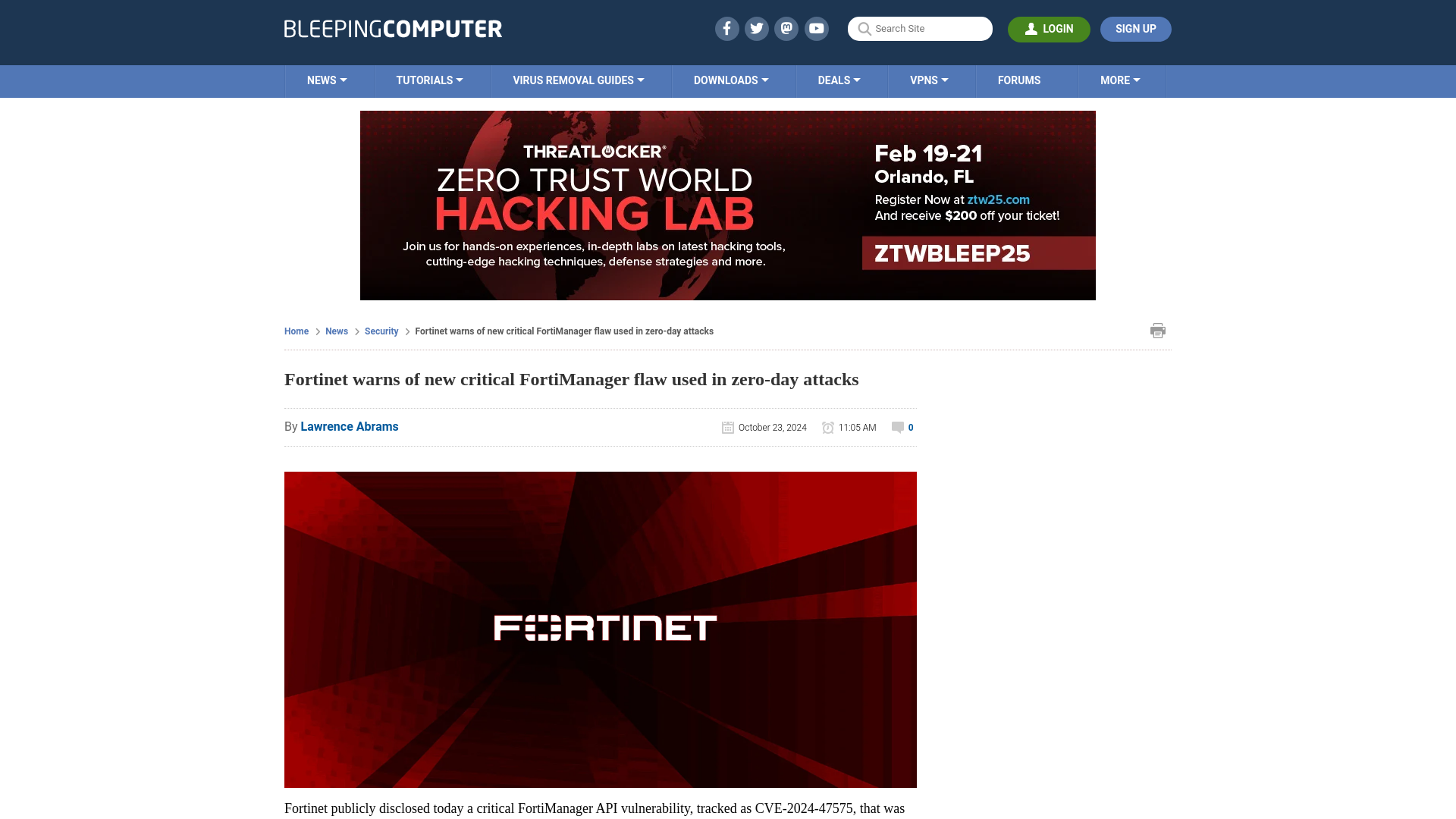 Fortinet warns of new critical FortiManager flaw used in zero-day attacks