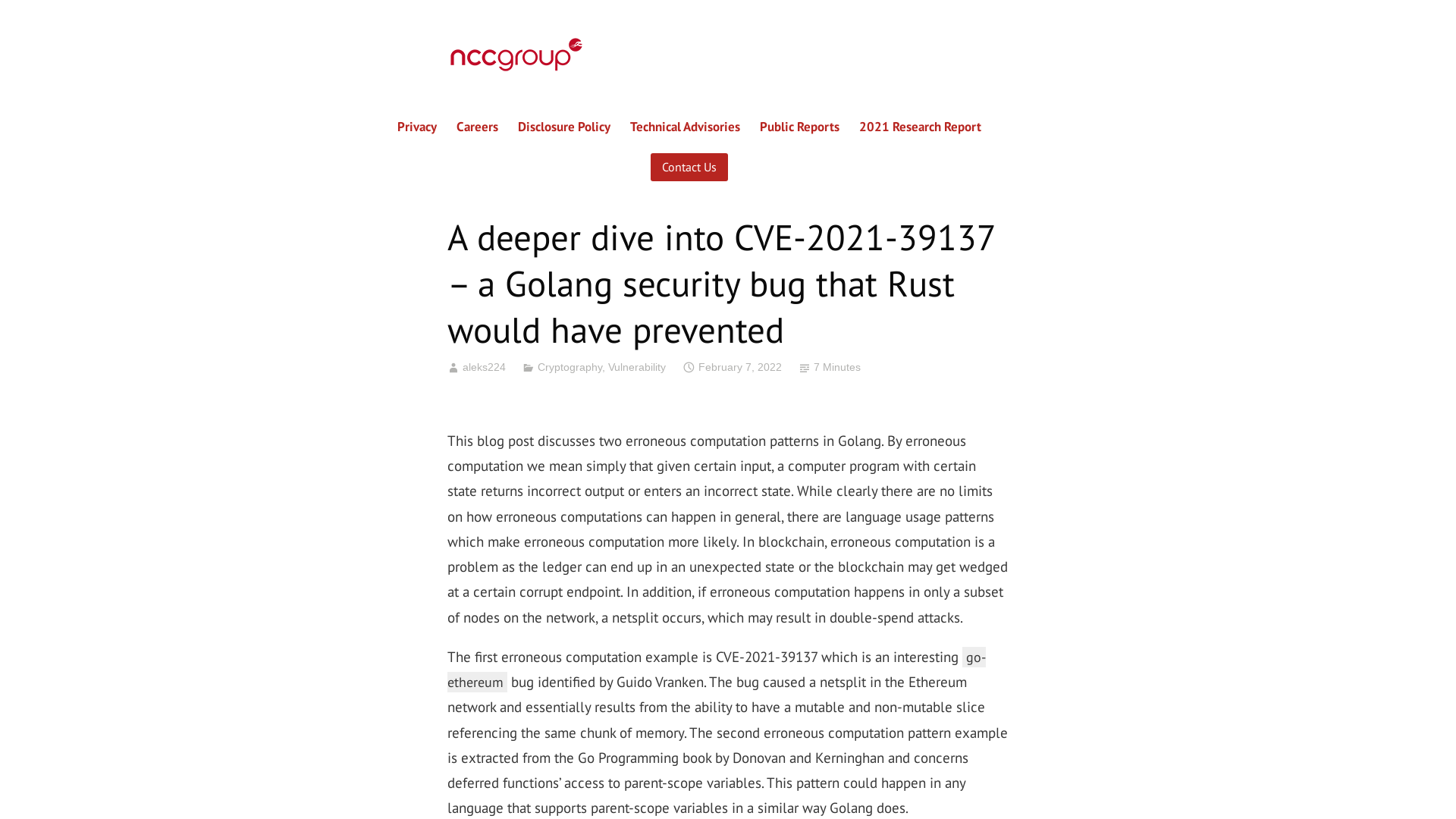 A deeper dive into CVE-2021-39137 – a Golang security bug that Rust would have prevented – NCC Group Research
