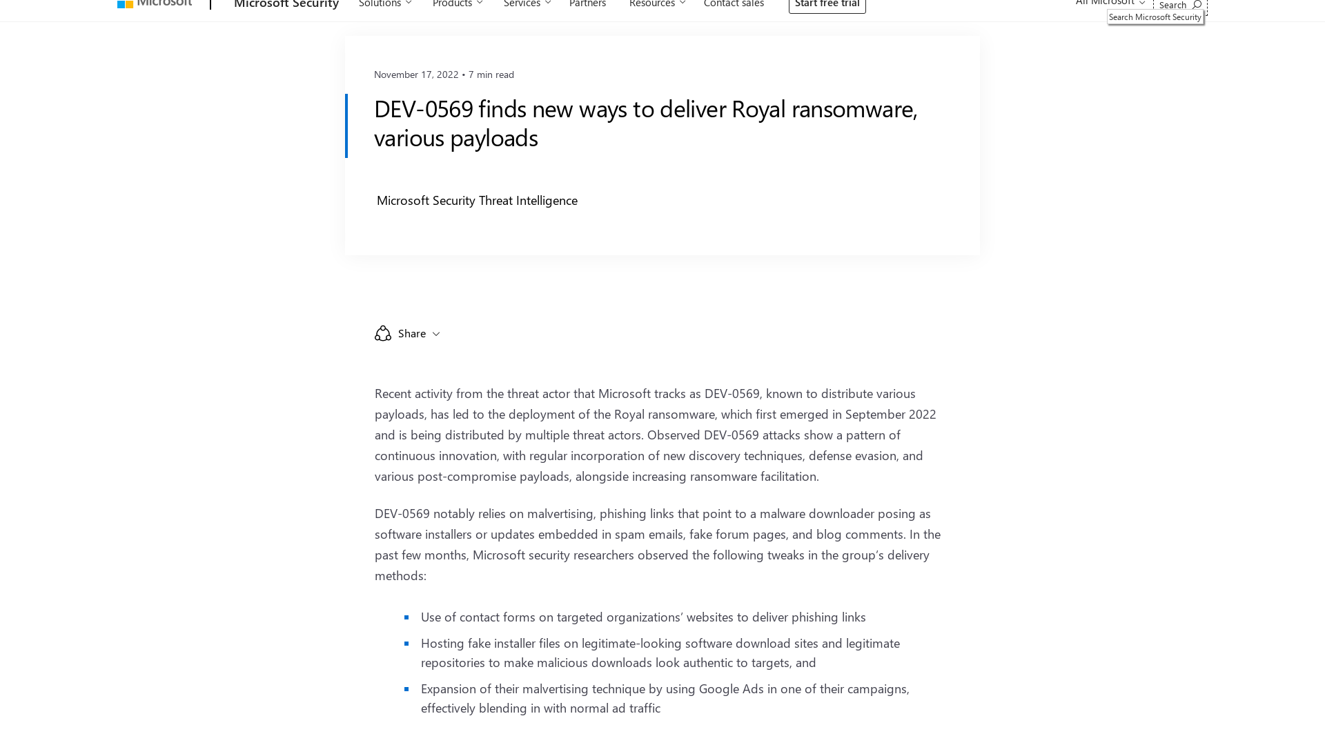 DEV-0569 finds new ways to deliver Royal ransomware, various payloads - Microsoft Security Blog