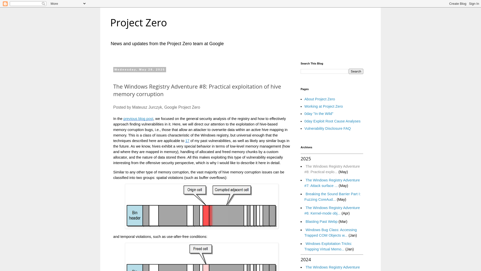 Project Zero: The Windows Registry Adventure #8: Practical exploitation of hive memory corruption