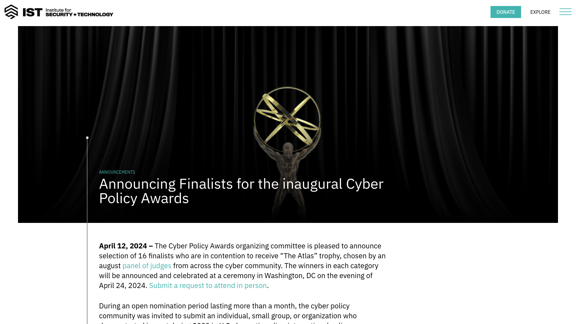 Institute for Security and TechnologyAnnouncing Finalists for the inaugural Cyber Policy Awards - Institute for Security and Technology
