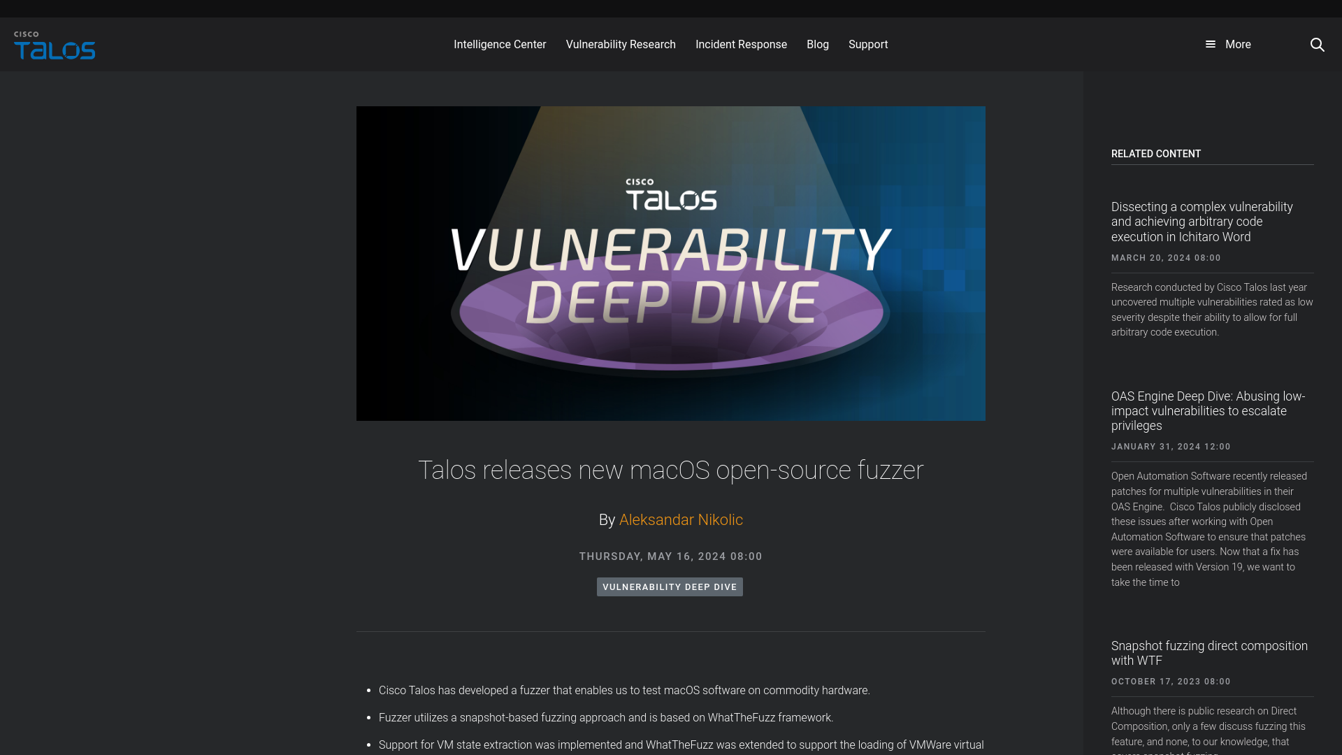 Talos releases new macOS open-source fuzzer