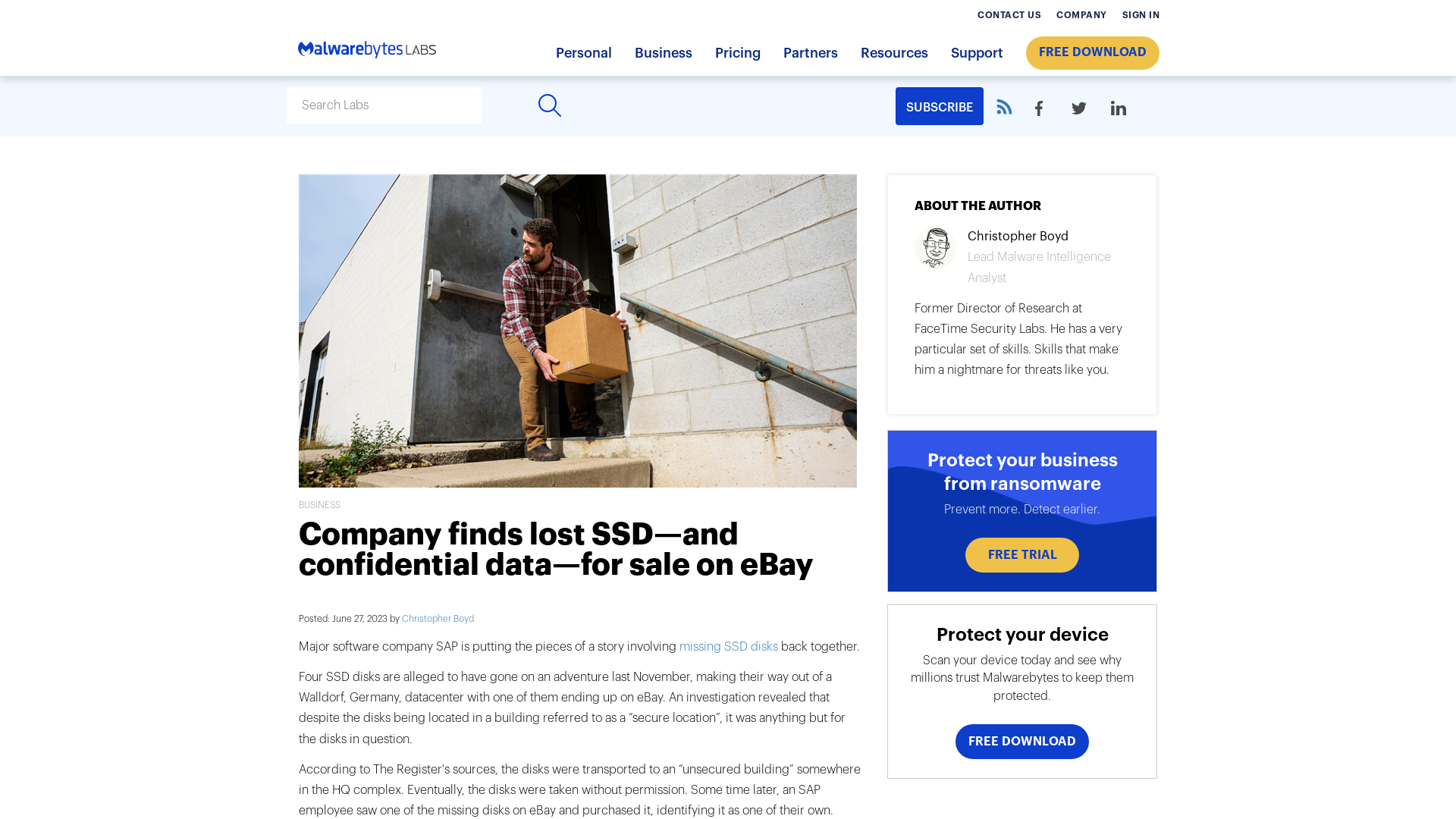 Company finds lost SSD—and confidential data—for sale on eBay