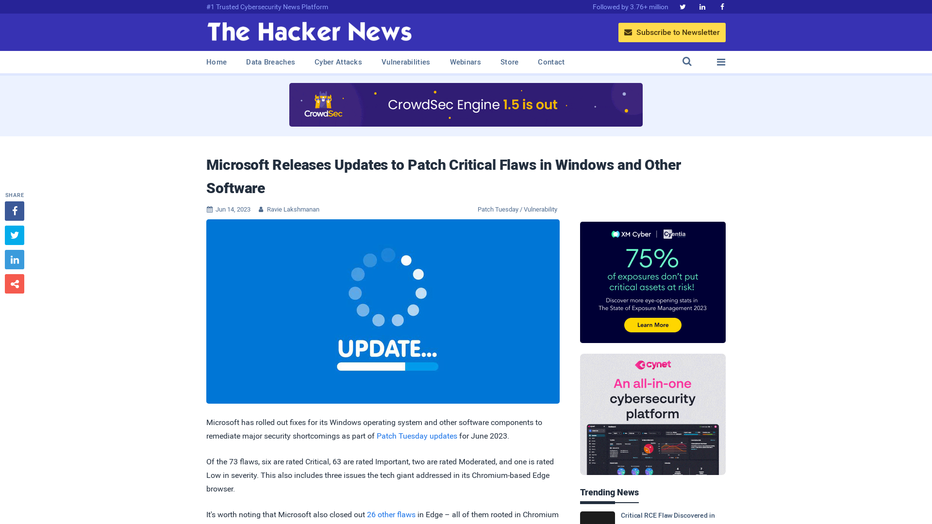 Microsoft Releases Updates to Patch Critical Flaws in Windows and Other Software