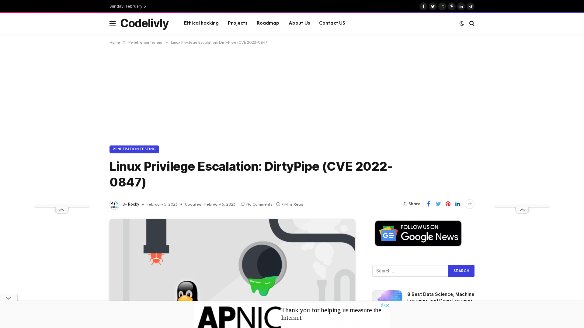 Linux Privilege Escalation: DirtyPipe (CVE 2022-0847) - Codelivly