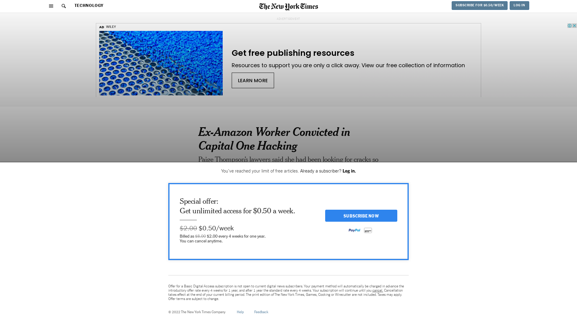 Ex-Amazon Worker Convicted in Capital One Hacking - The New York Times