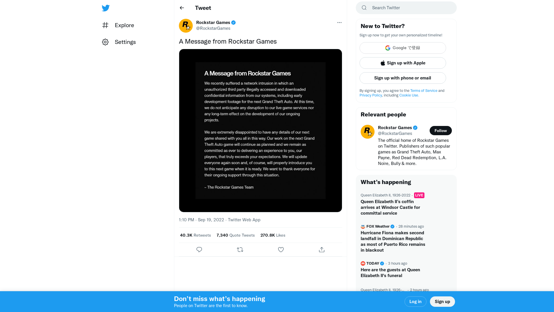 Rockstar Games on Twitter: "A Message from Rockstar Games https://t.co/T4Wztu8RW8" / Twitter