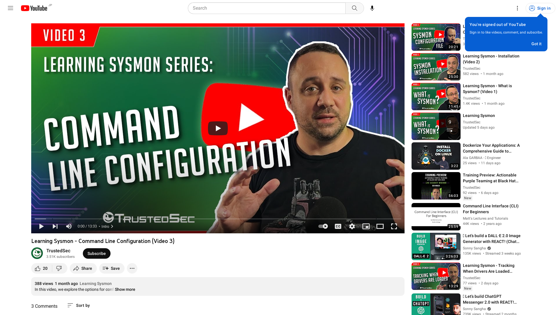 Learning Sysmon - Command Line Configuration (Video 3) - YouTube