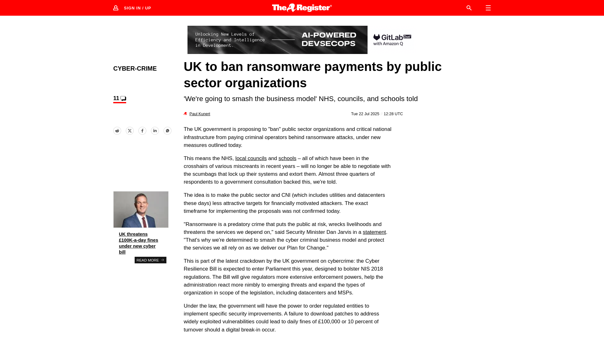 UK to ban ransomware payments by public sector organizations • The Register