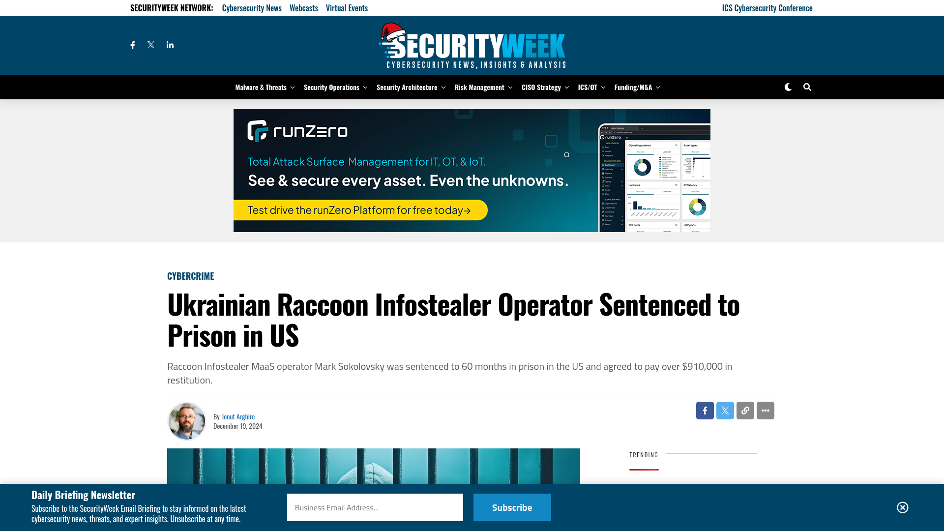 Ukrainian Raccoon Infostealer Operator Sentenced to Prison in US - SecurityWeek