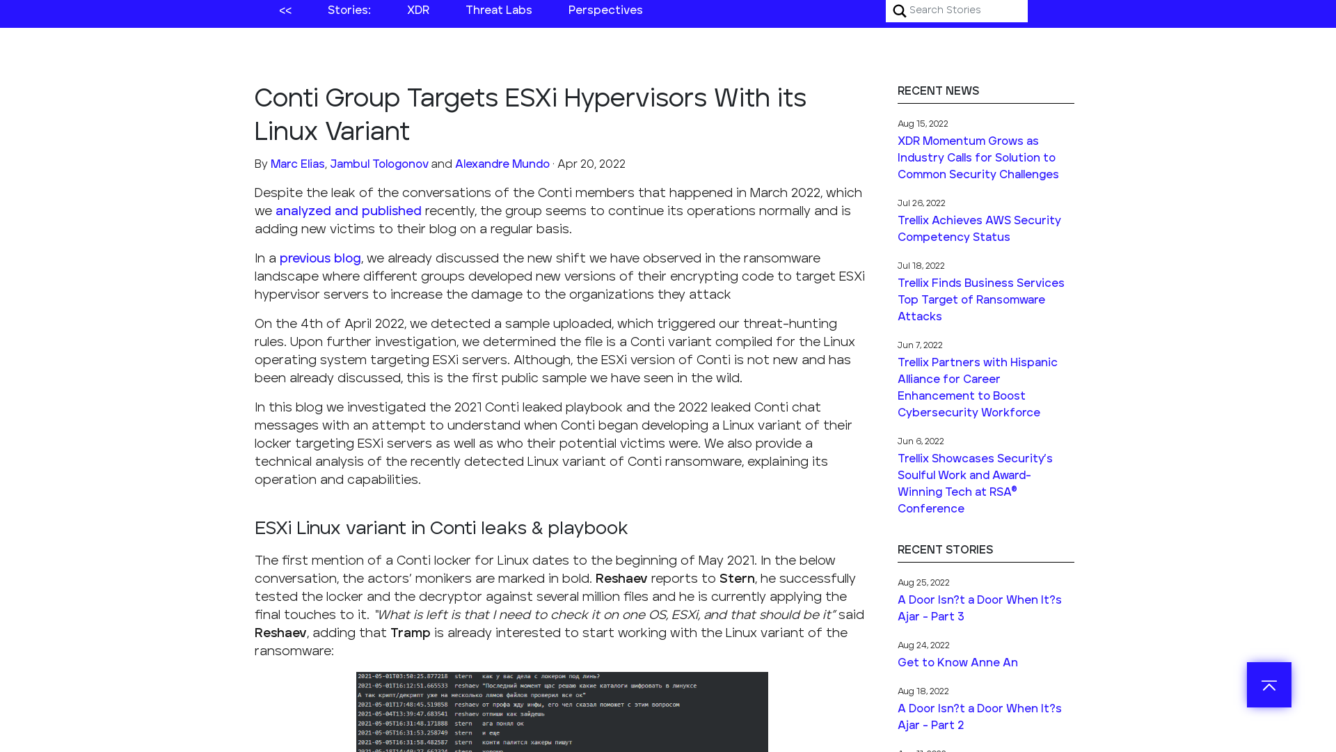 Conti Group Targets ESXi Hypervisors With its Linux Variant