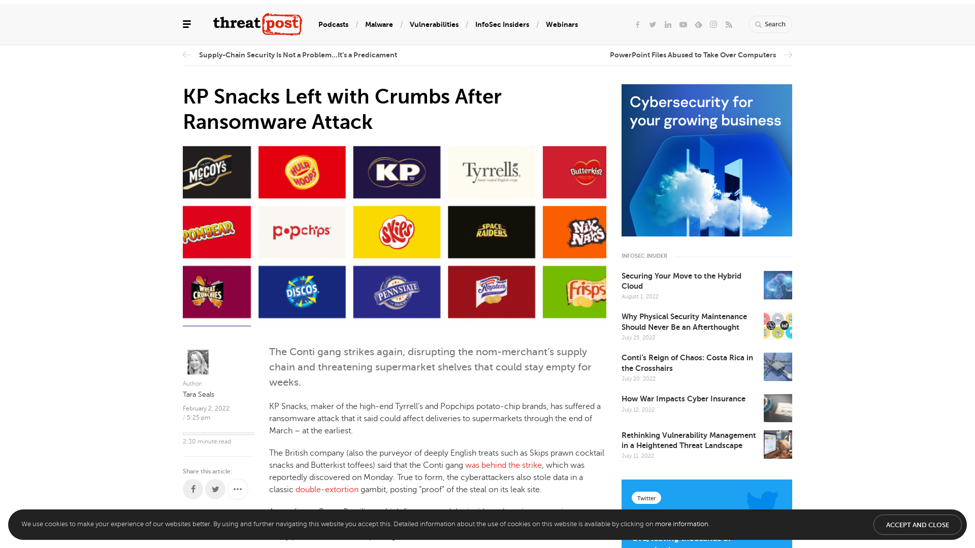 KP Snacks Left with Crumbs After Ransomware Attack | Threatpost
