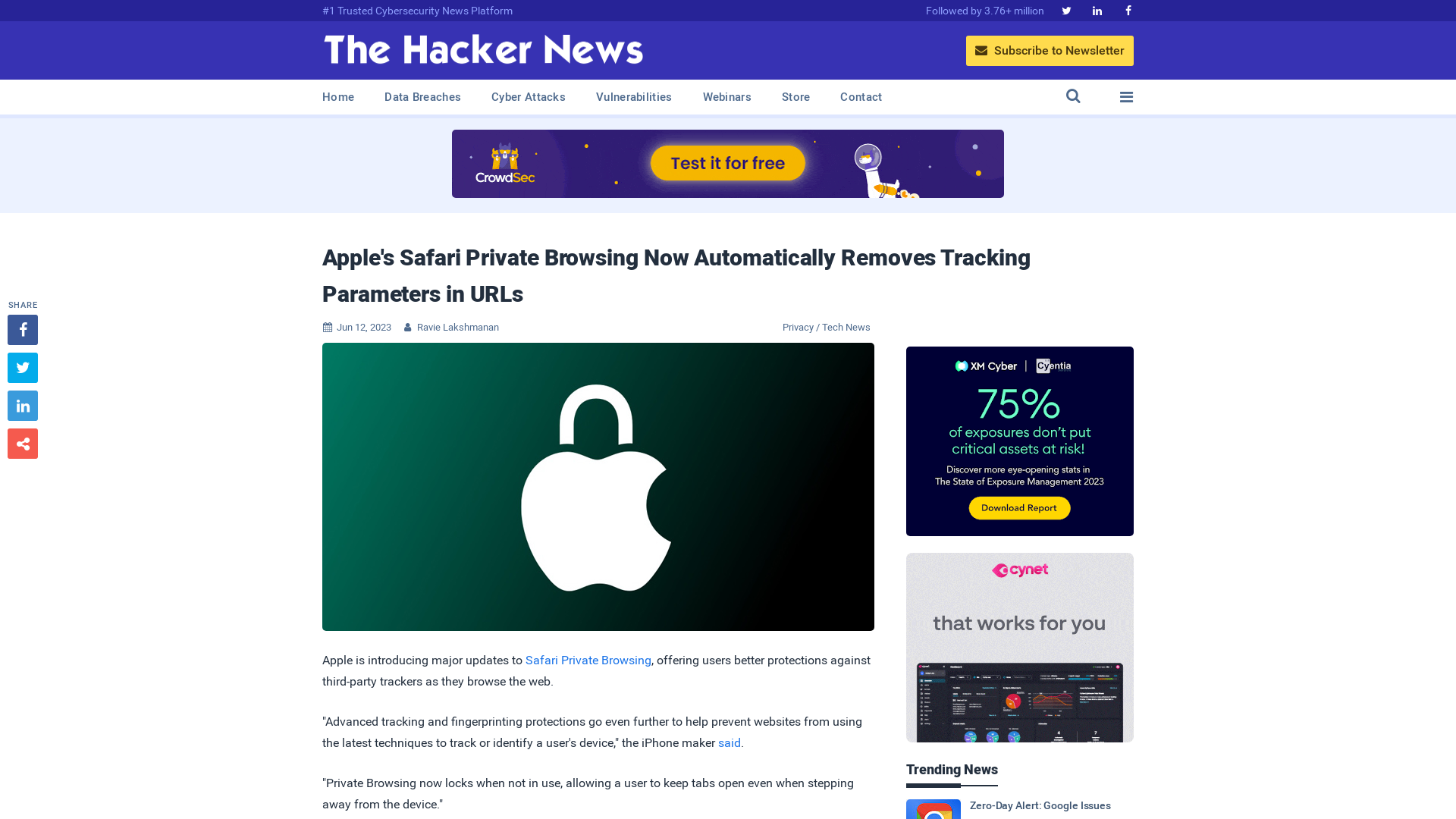 Apple's Safari Private Browsing Now Automatically Removes Tracking Parameters in URLs