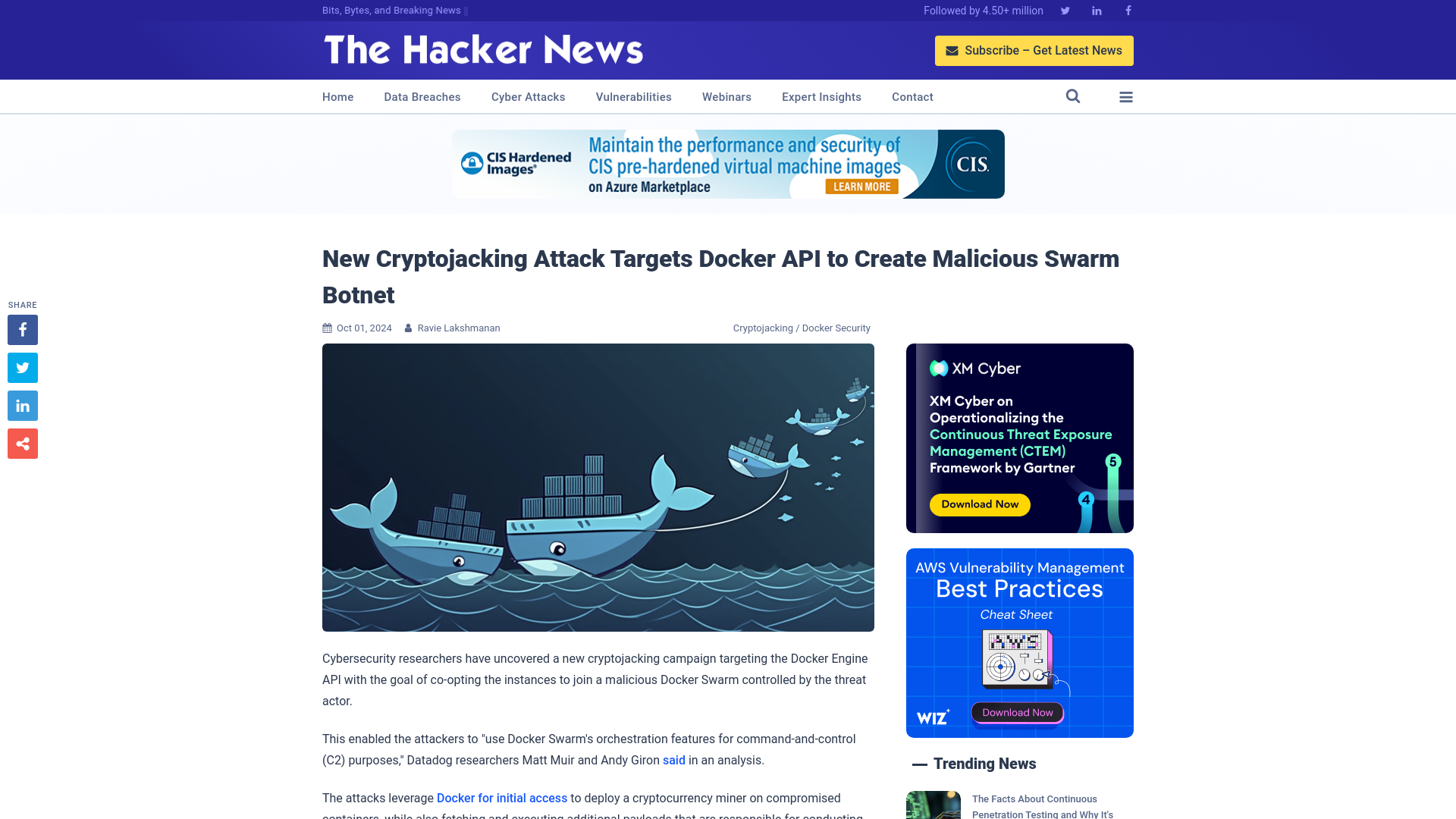 New Cryptojacking Attack Targets Docker API to Create Malicious Swarm Botnet