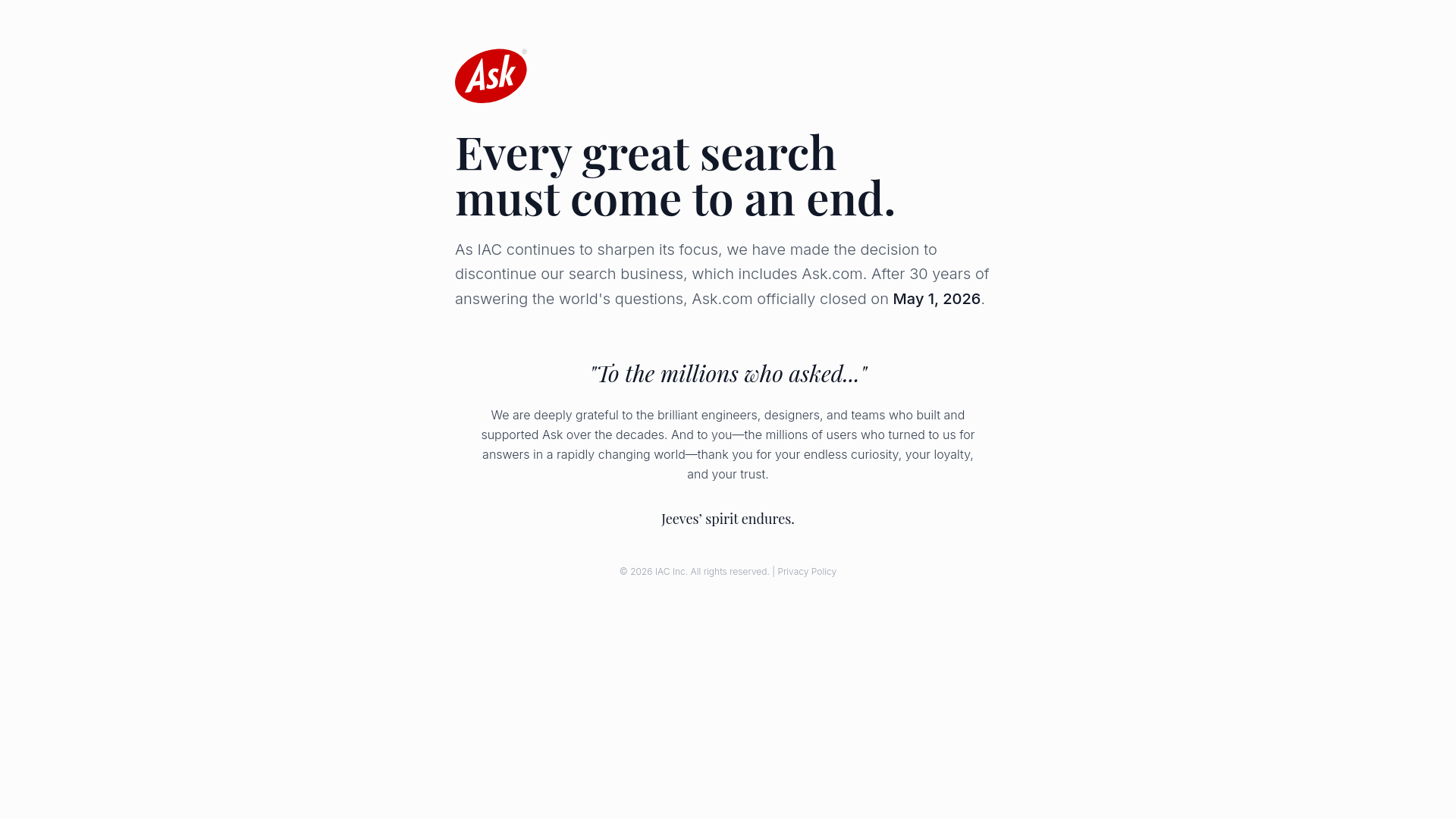 A Farewell to Ask.com | 30 Years of Curiosity