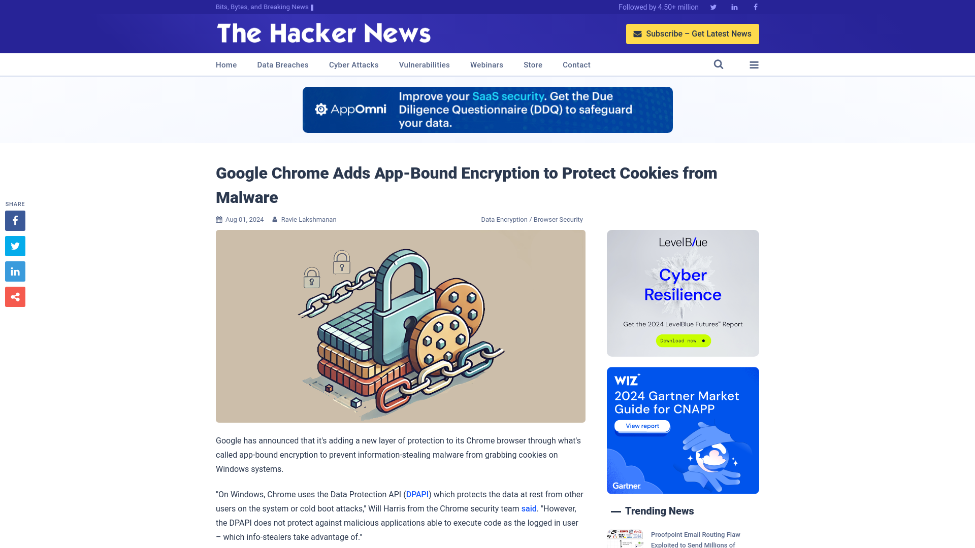 Google Chrome Adds App-Bound Encryption to Protect Cookies from Malware