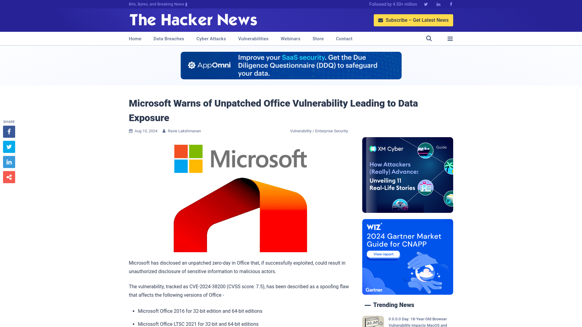 Microsoft Warns of Unpatched Office Vulnerability Leading to Data Exposure