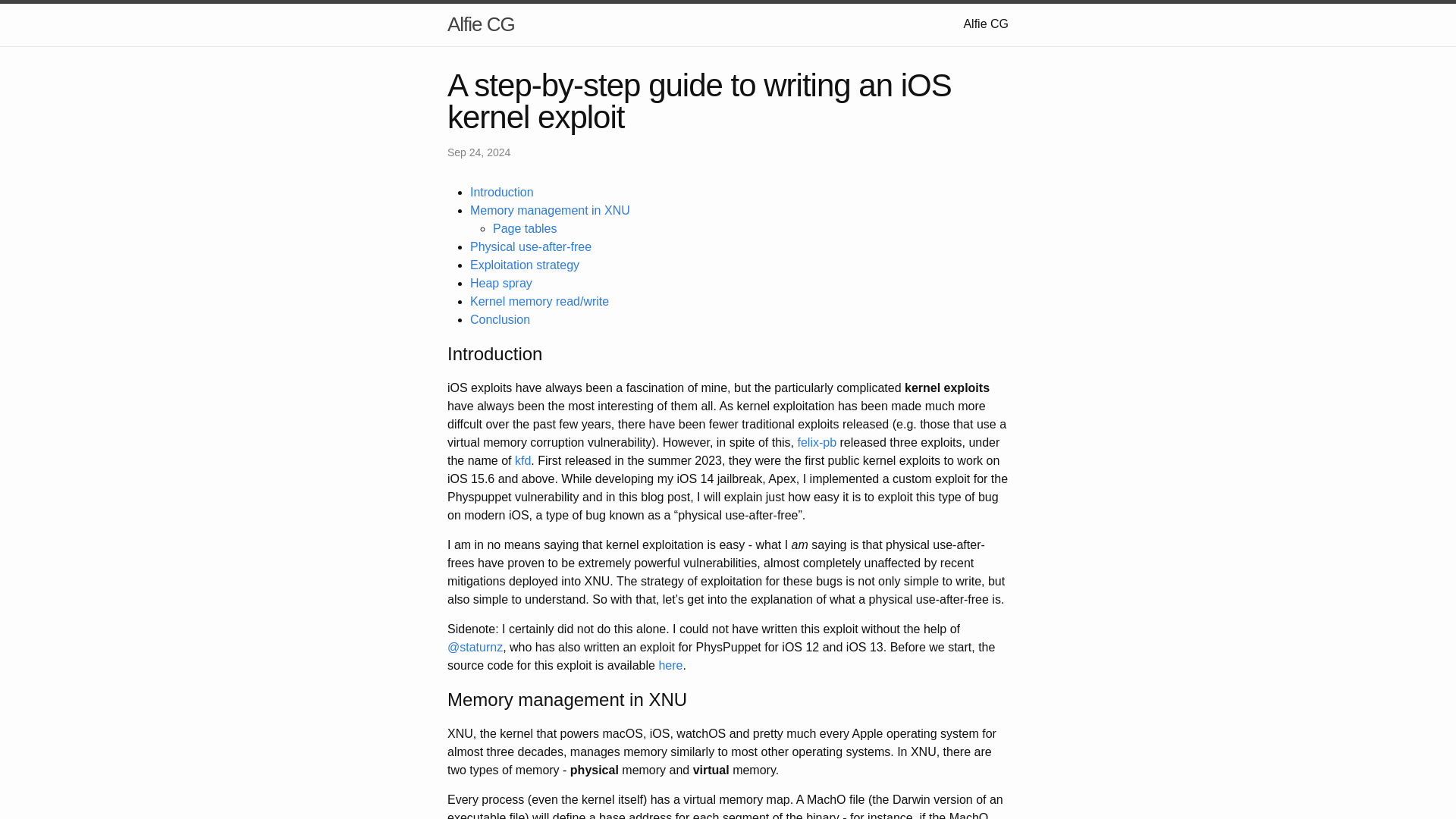 A step-by-step guide to writing an iOS kernel exploit | Alfie CG