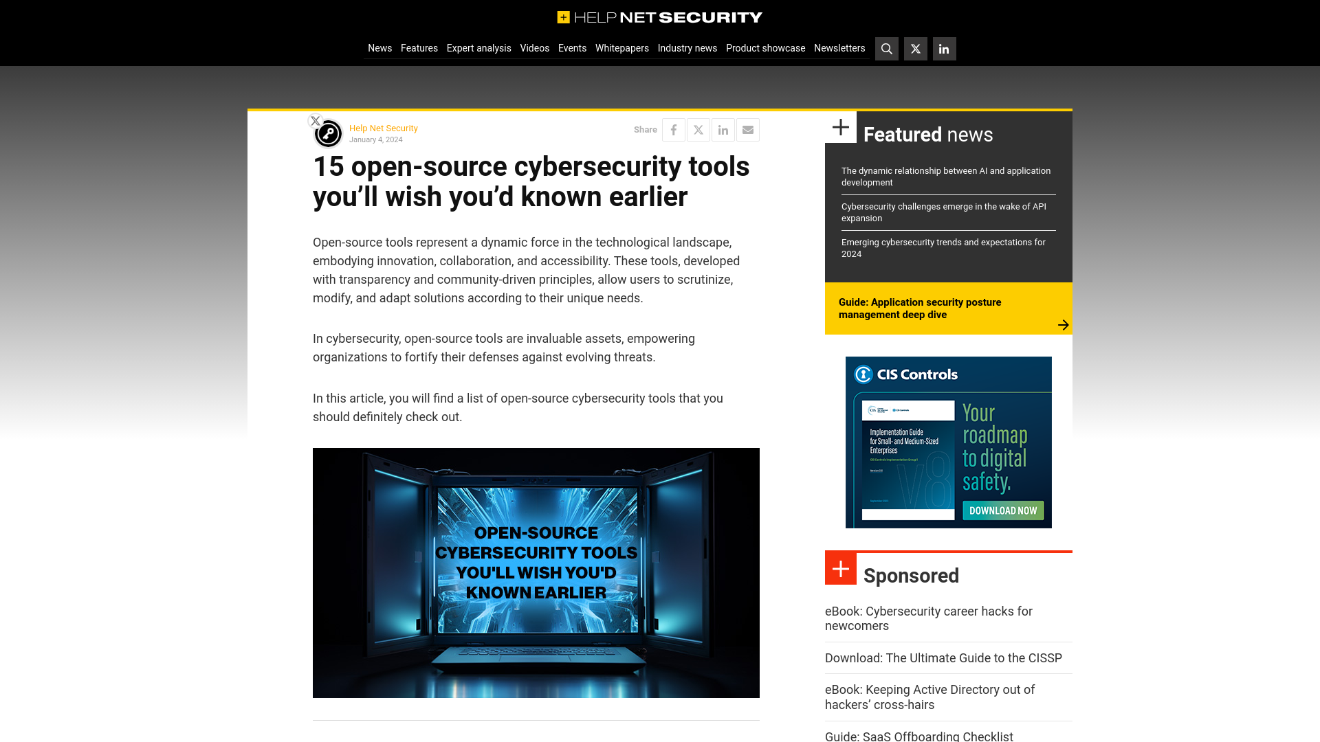 15 open-source cybersecurity tools you'll wish you'd known earlier - Help Net Security