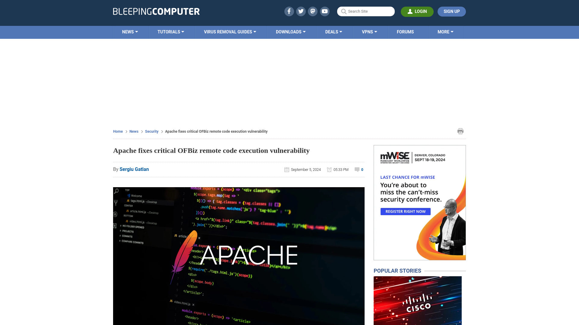 Apache fixes critical OFBiz remote code execution vulnerability