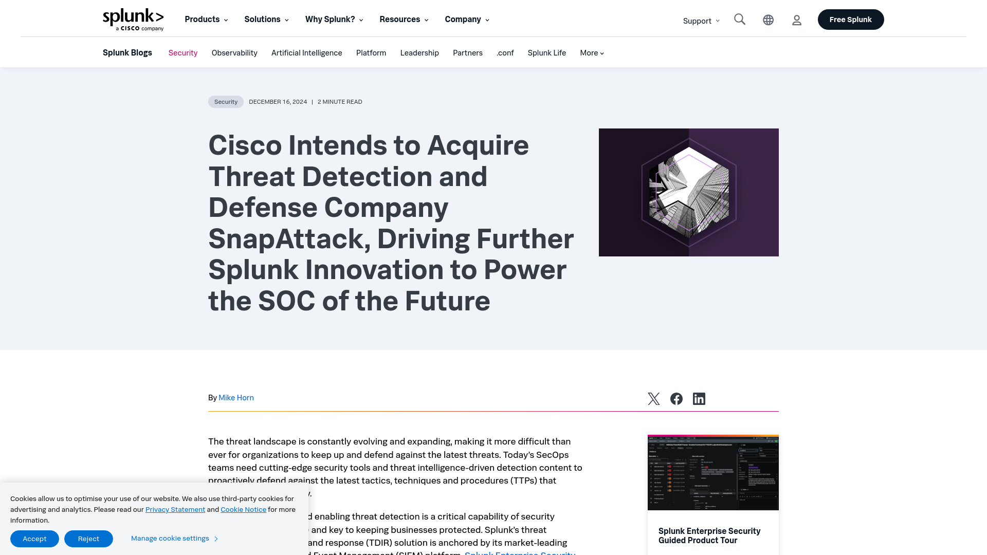 Cisco Intends to Acquire Threat Detection and Defense Company SnapAttack, Driving Further Splunk Innovation to Power the SOC of the Future | Splunk