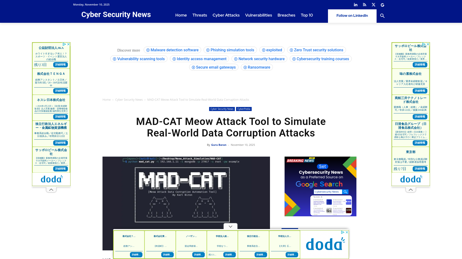 MAD-CAT Meow Attack Tool to Simulate Real-World Data Corruption Attacks