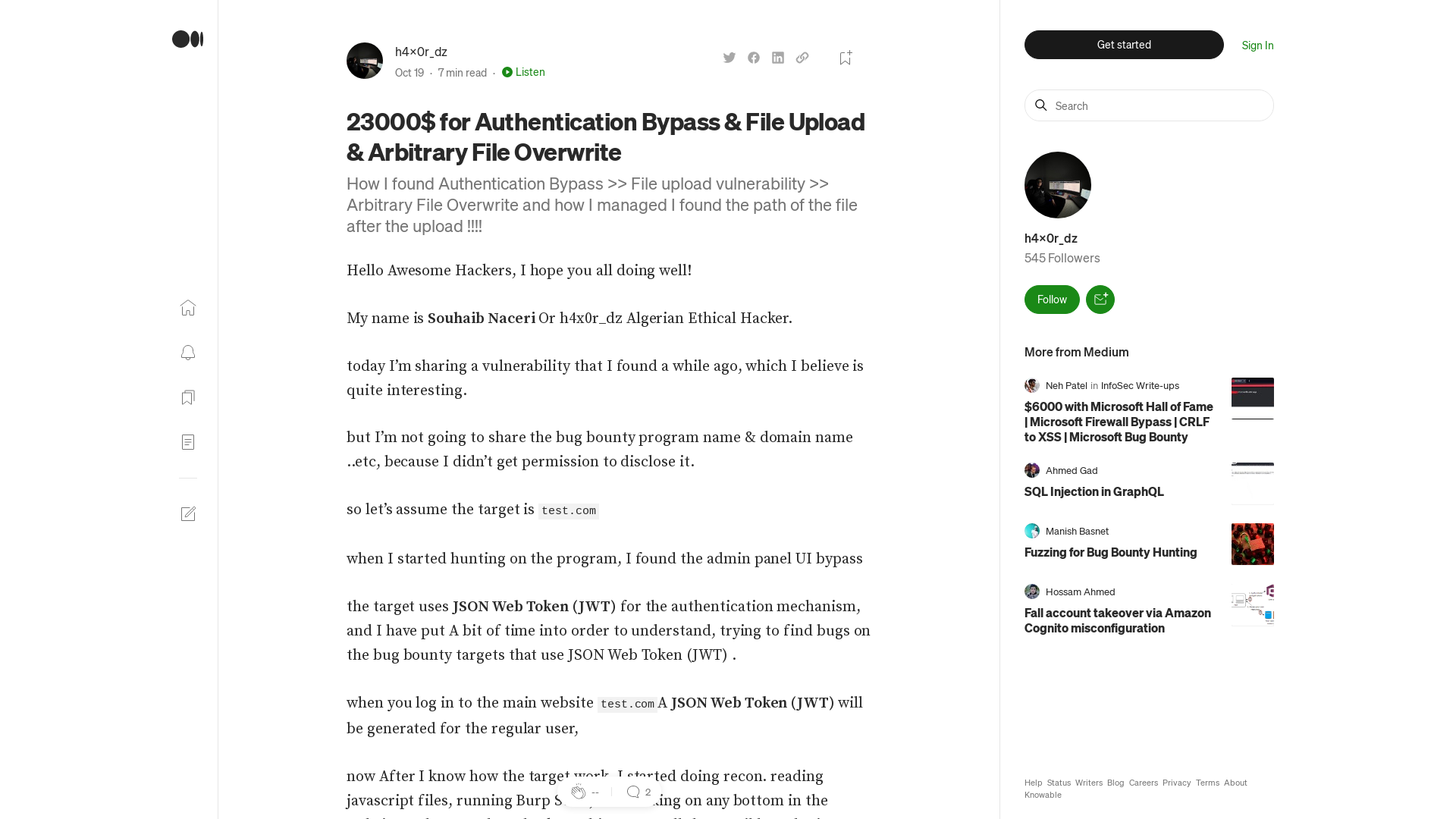 23000$ for Authentication Bypass & File Upload & Arbitrary File Overwrite | by h4x0r_dz | Oct, 2022 | Medium