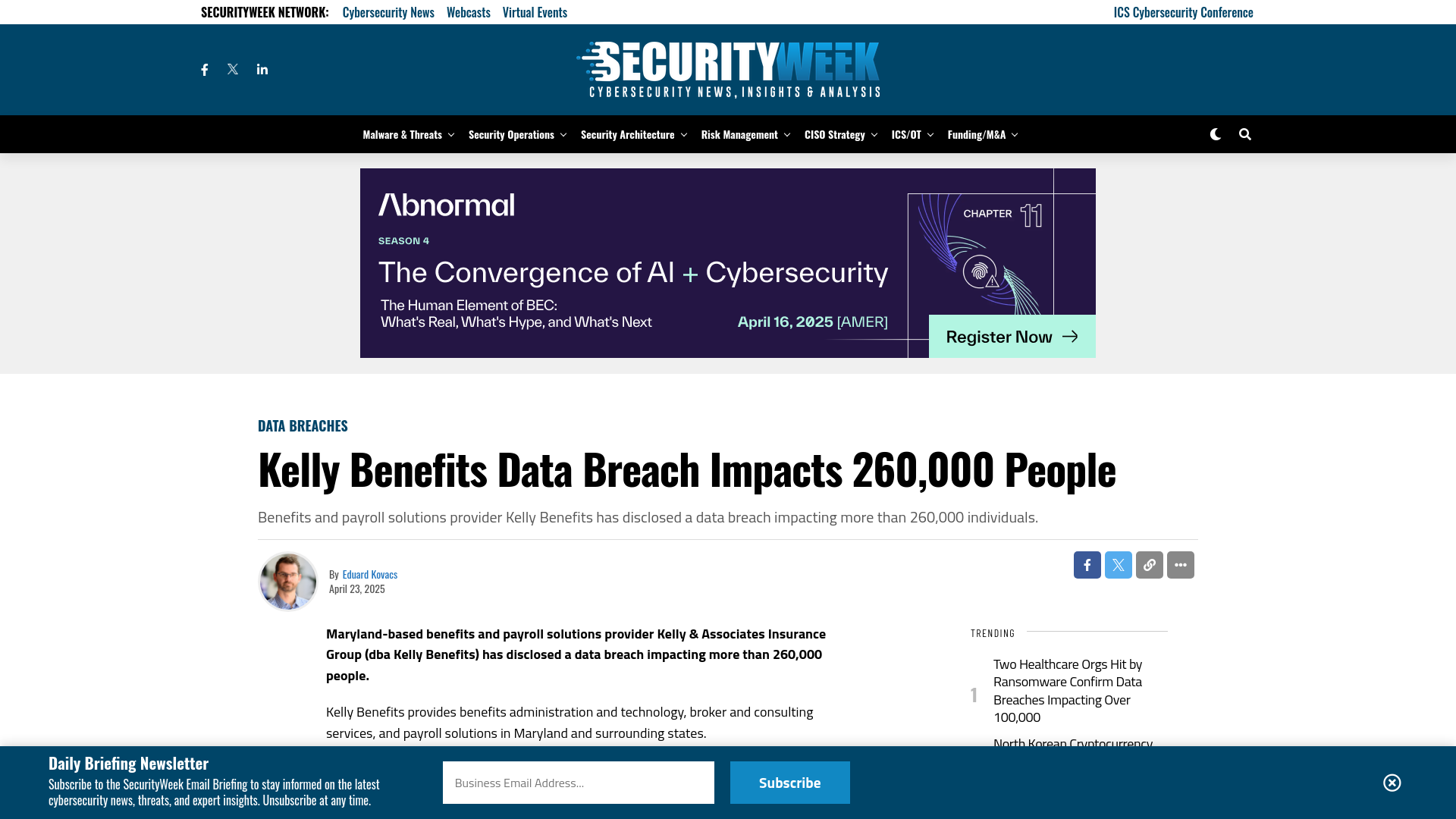 Kelly Benefits Data Breach Impacts 260,000 People - SecurityWeek