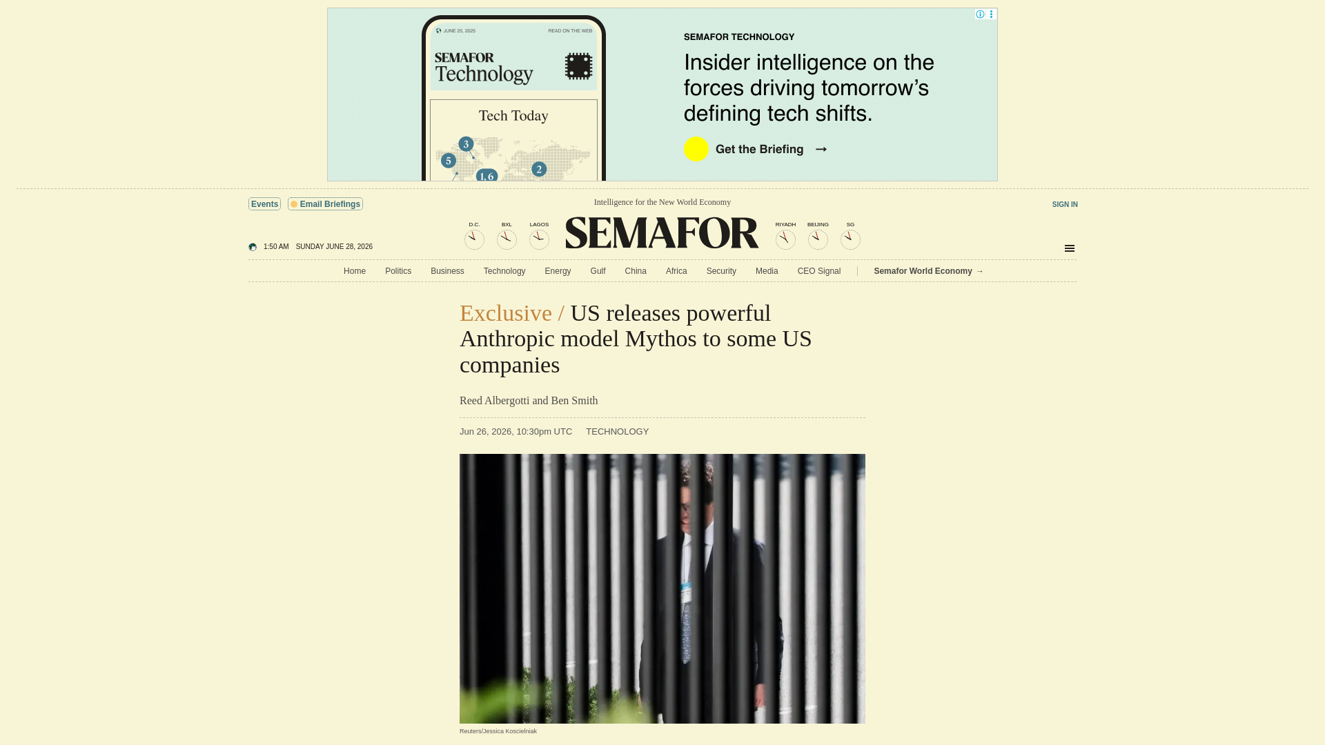 US releases powerful Anthropic model Mythos to some US companies | Semafor