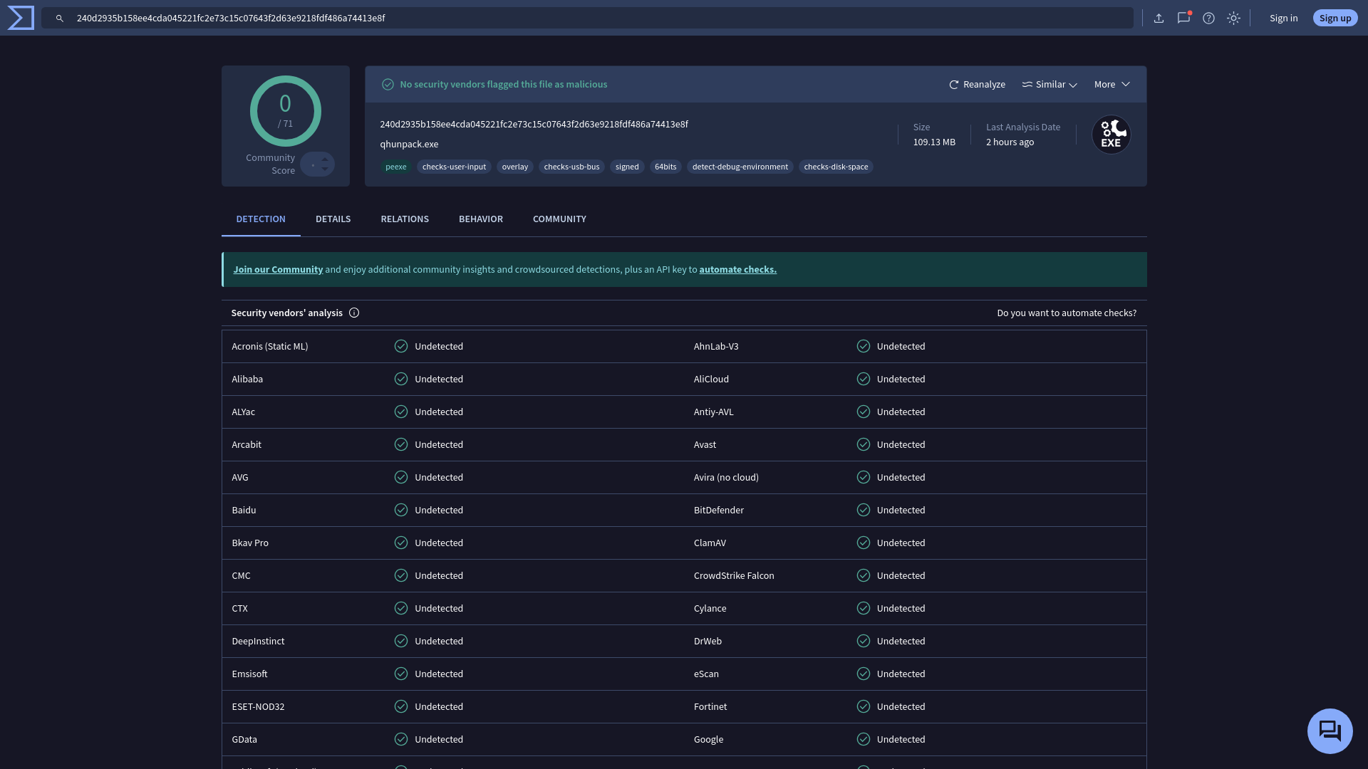 VirusTotal - File - 240d2935b158ee4cda045221fc2e73c15c07643f2d63e9218fdf486a74413e8f