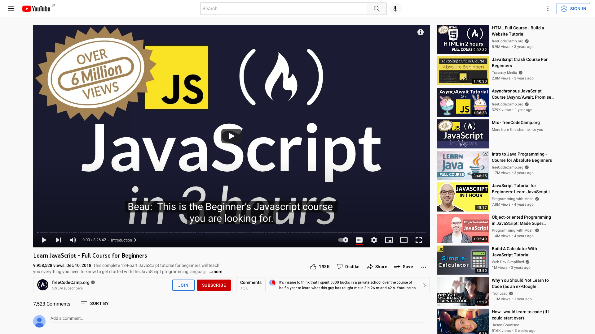 Learn JavaScript - Full Course for Beginners - YouTube