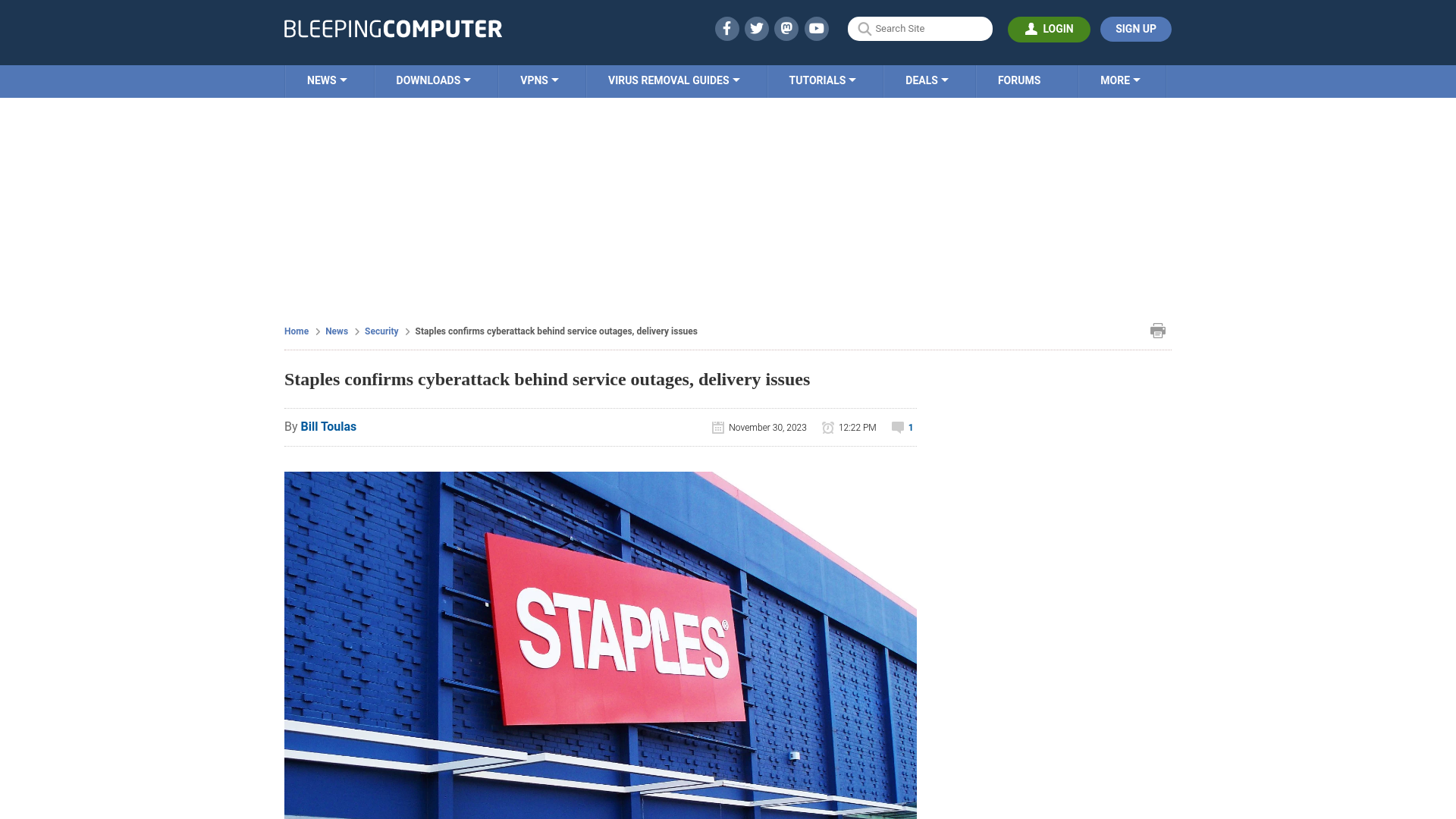 Staples confirms cyberattack behind service outages, delivery issues